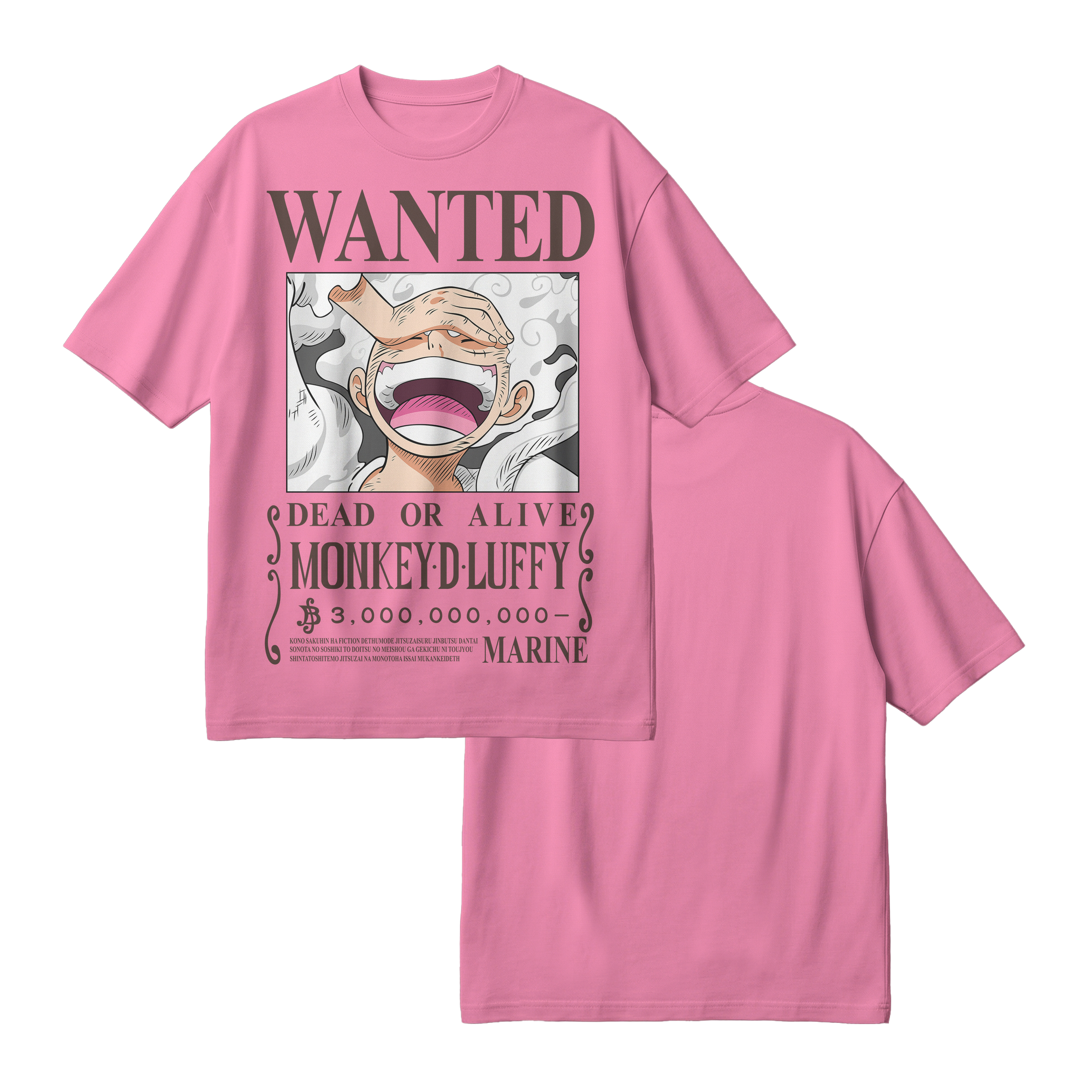 Anime One Piece Wanted Monkey D. Luffy Gear 5 Oversized T-Shirt - RZM012