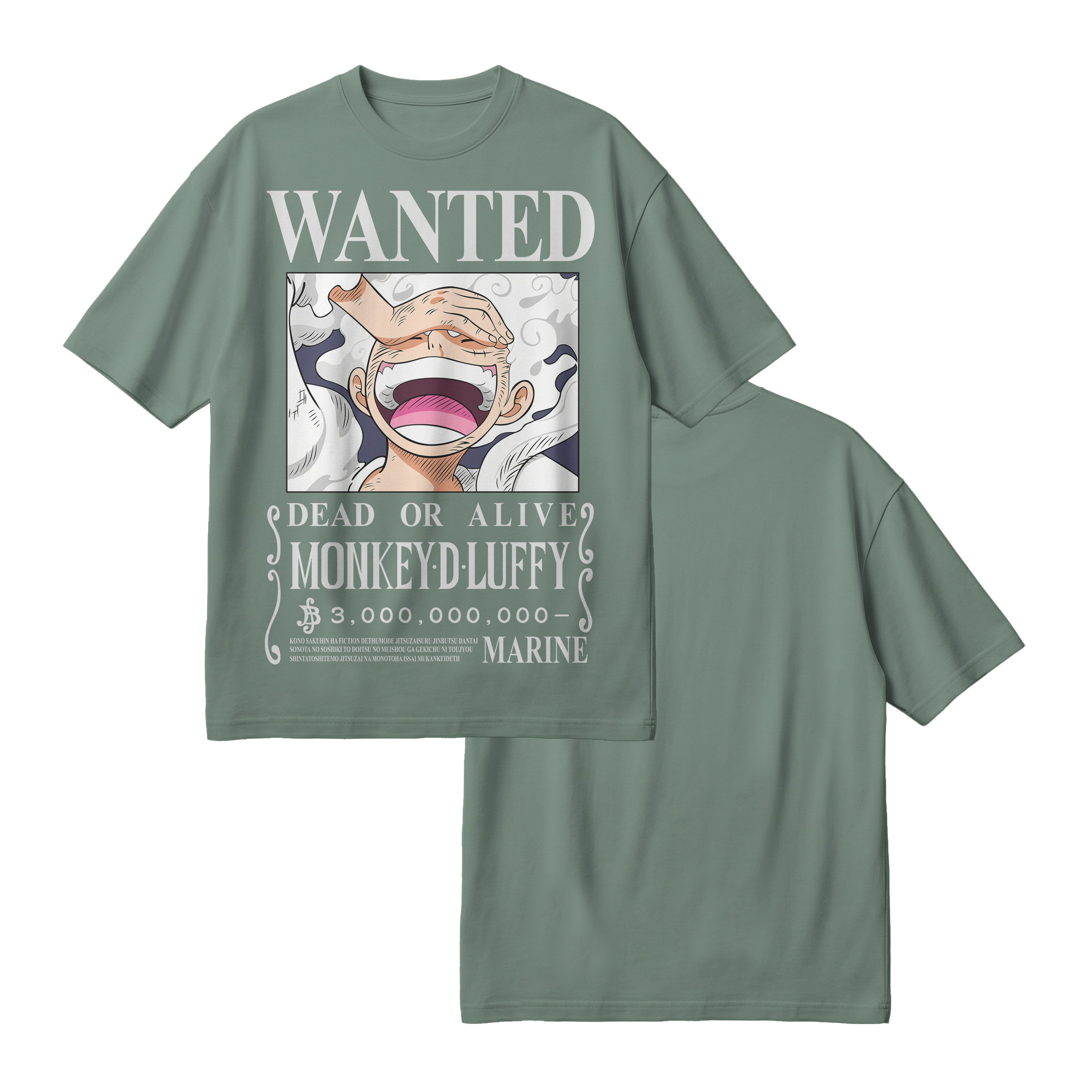 Anime One Piece Wanted Monkey D. Luffy Gear 5 Oversized T-Shirt - RZM012