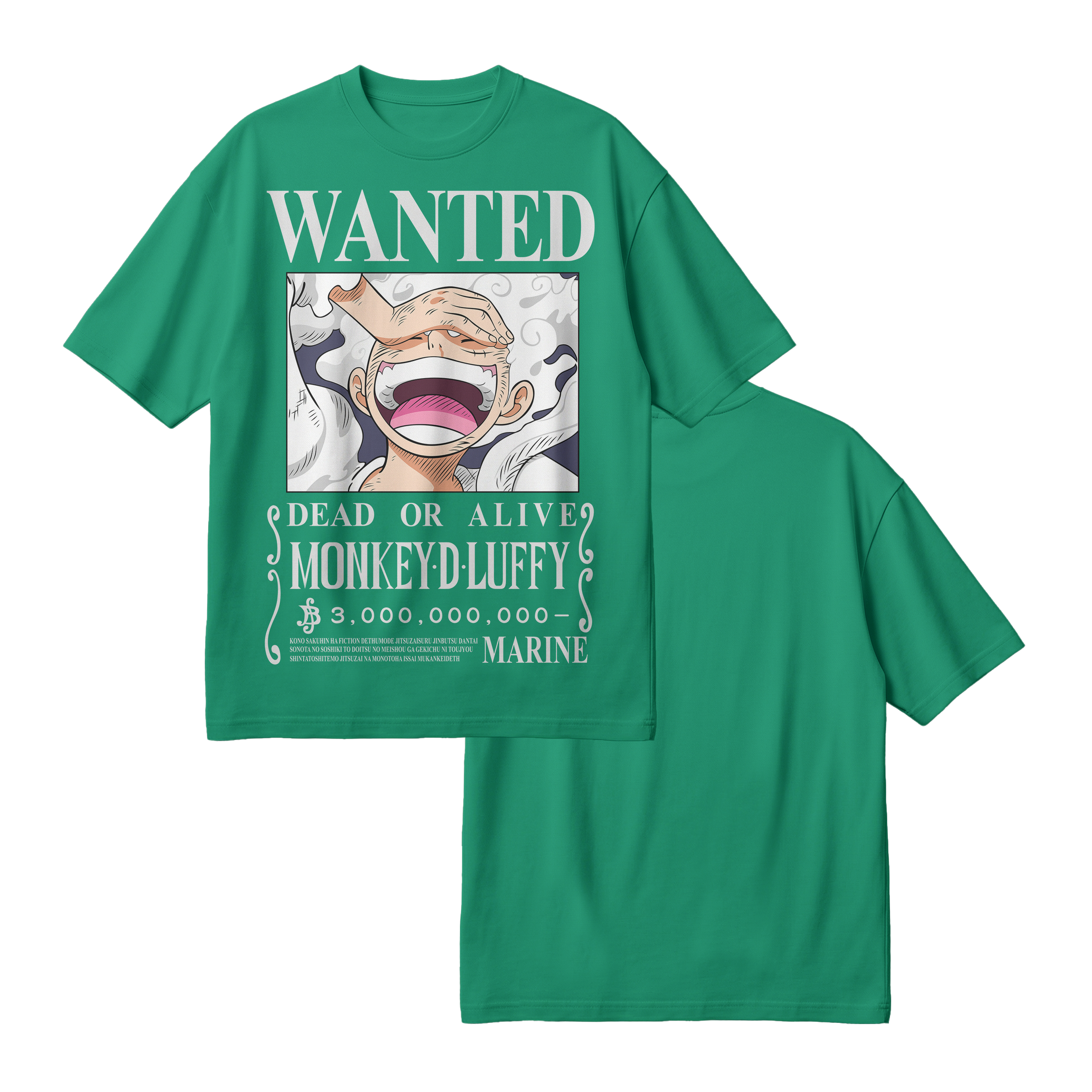 Anime One Piece Wanted Monkey D. Luffy Gear 5 Oversized T-Shirt - RZM012