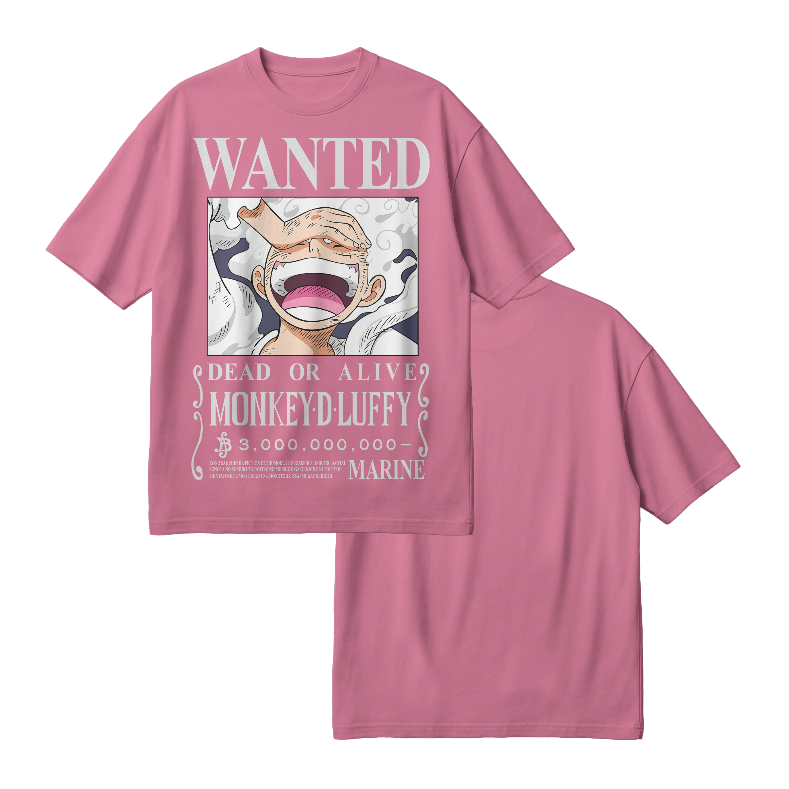 Anime One Piece Wanted Monkey D. Luffy Gear 5 Oversized T-Shirt - RZM012