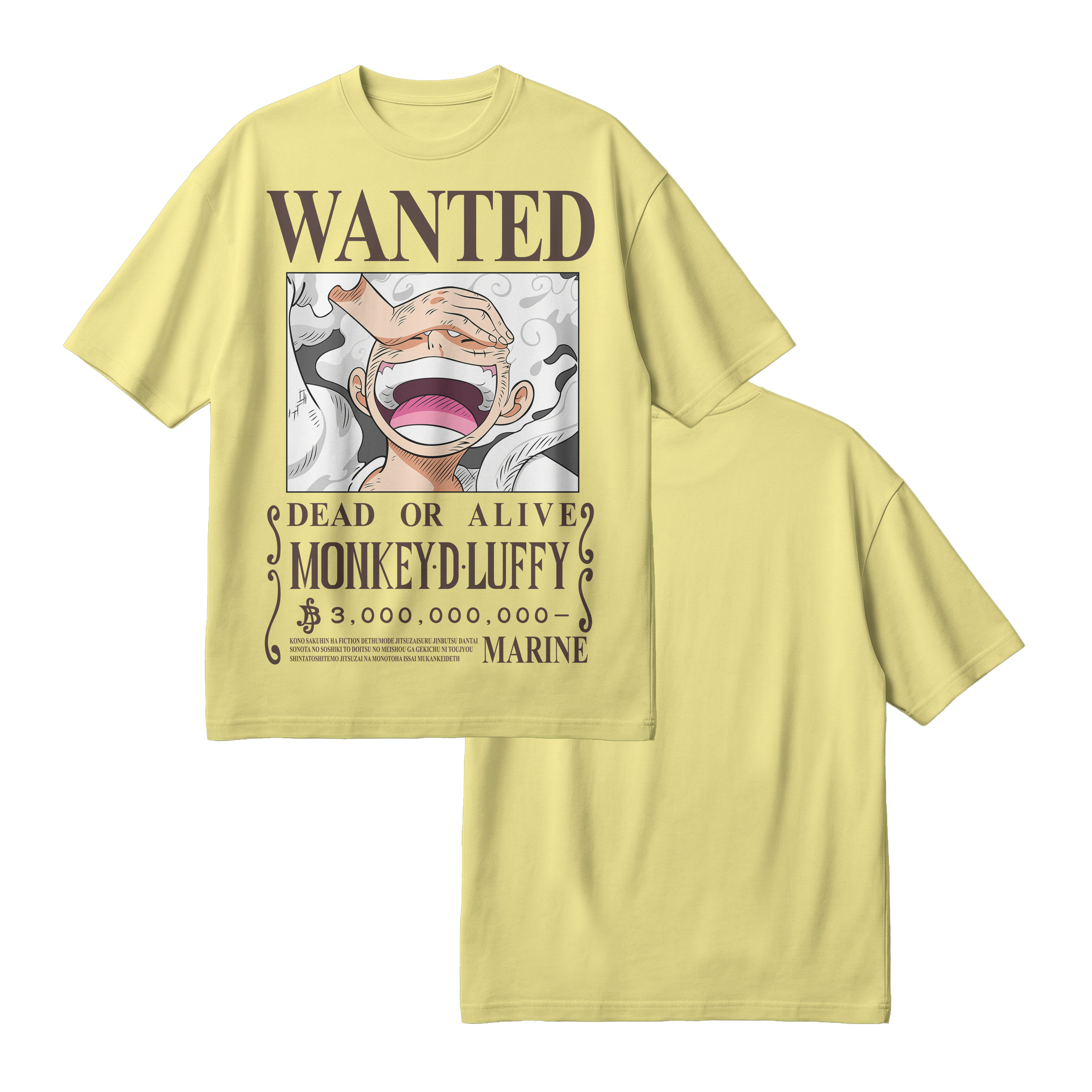 Anime One Piece Wanted Monkey D. Luffy Gear 5 Oversized T-Shirt - RZM012