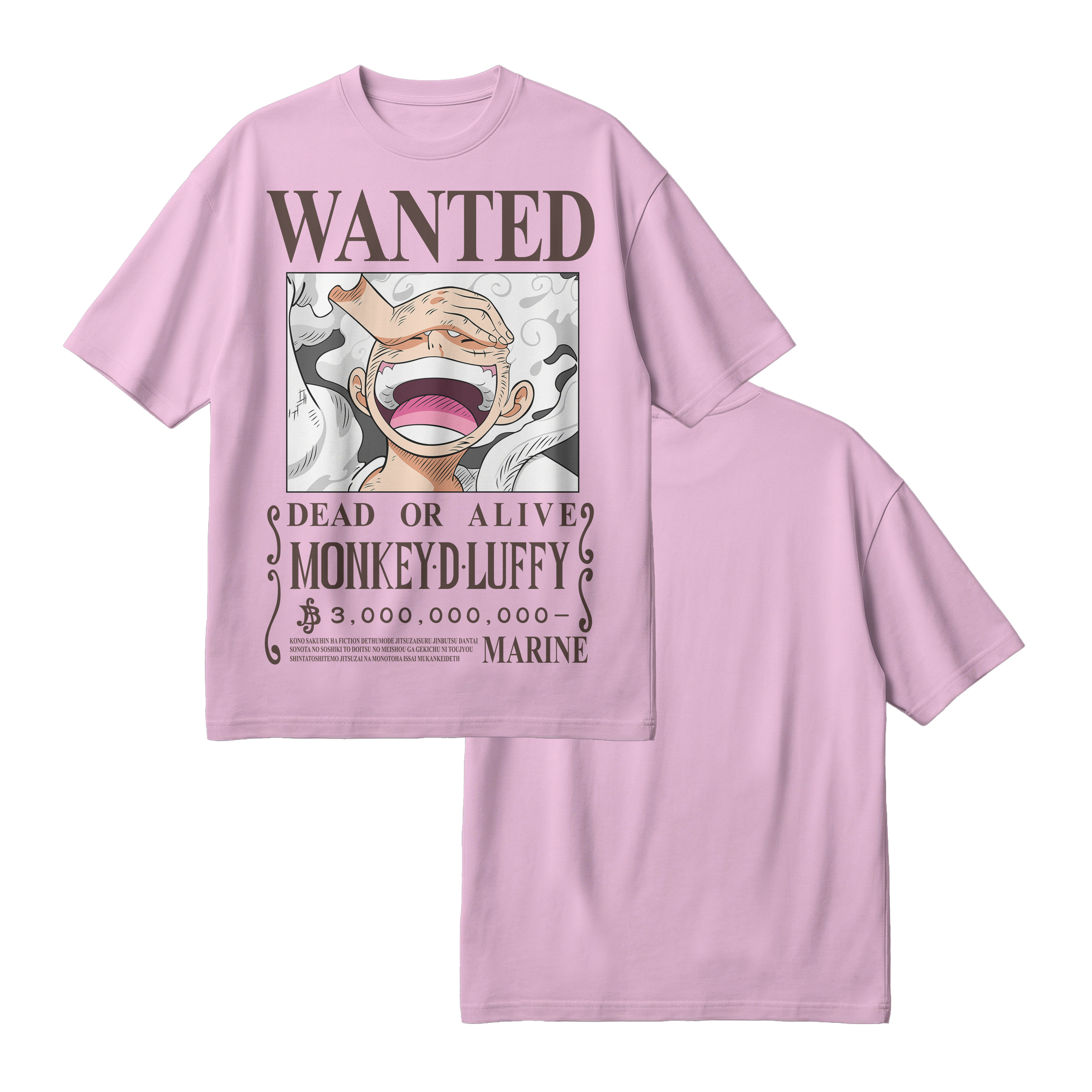 Anime One Piece Wanted Monkey D. Luffy Gear 5 Oversized T-Shirt - RZM012