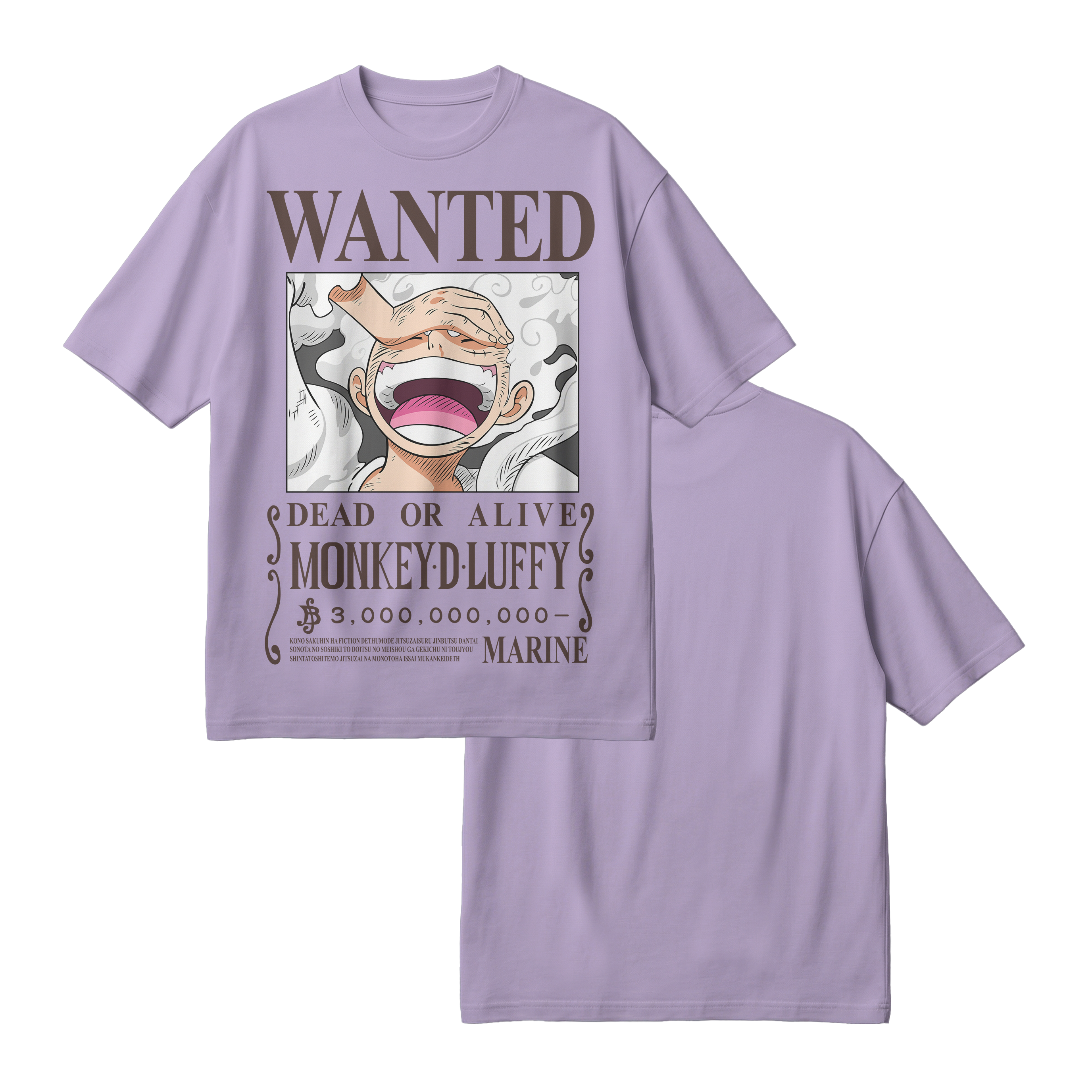 Anime One Piece Wanted Monkey D. Luffy Gear 5 Oversized T-Shirt - RZM012