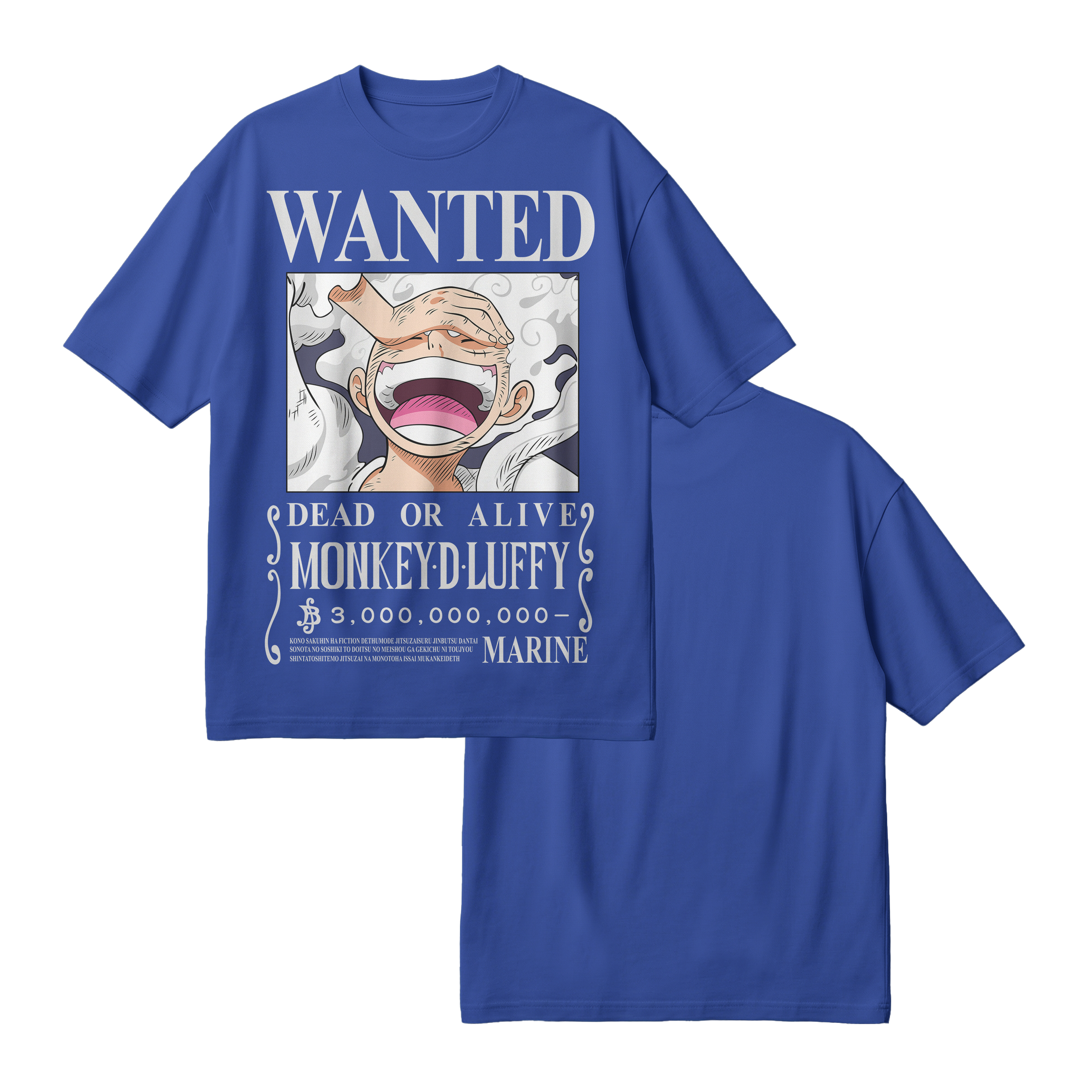 Anime One Piece Wanted Monkey D. Luffy Gear 5 Oversized T-Shirt - RZM012