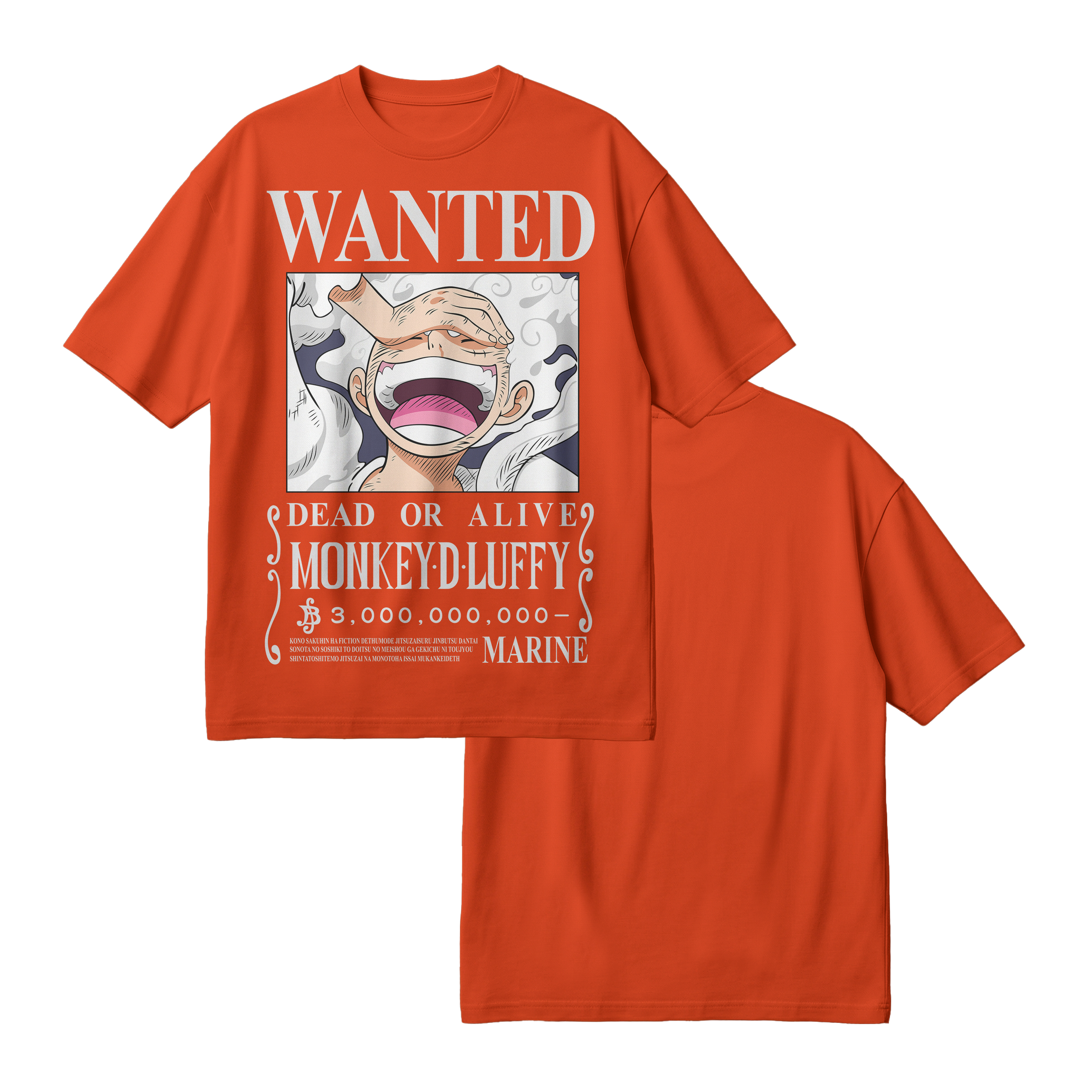 Anime One Piece Wanted Monkey D. Luffy Gear 5 Oversized T-Shirt - RZM012