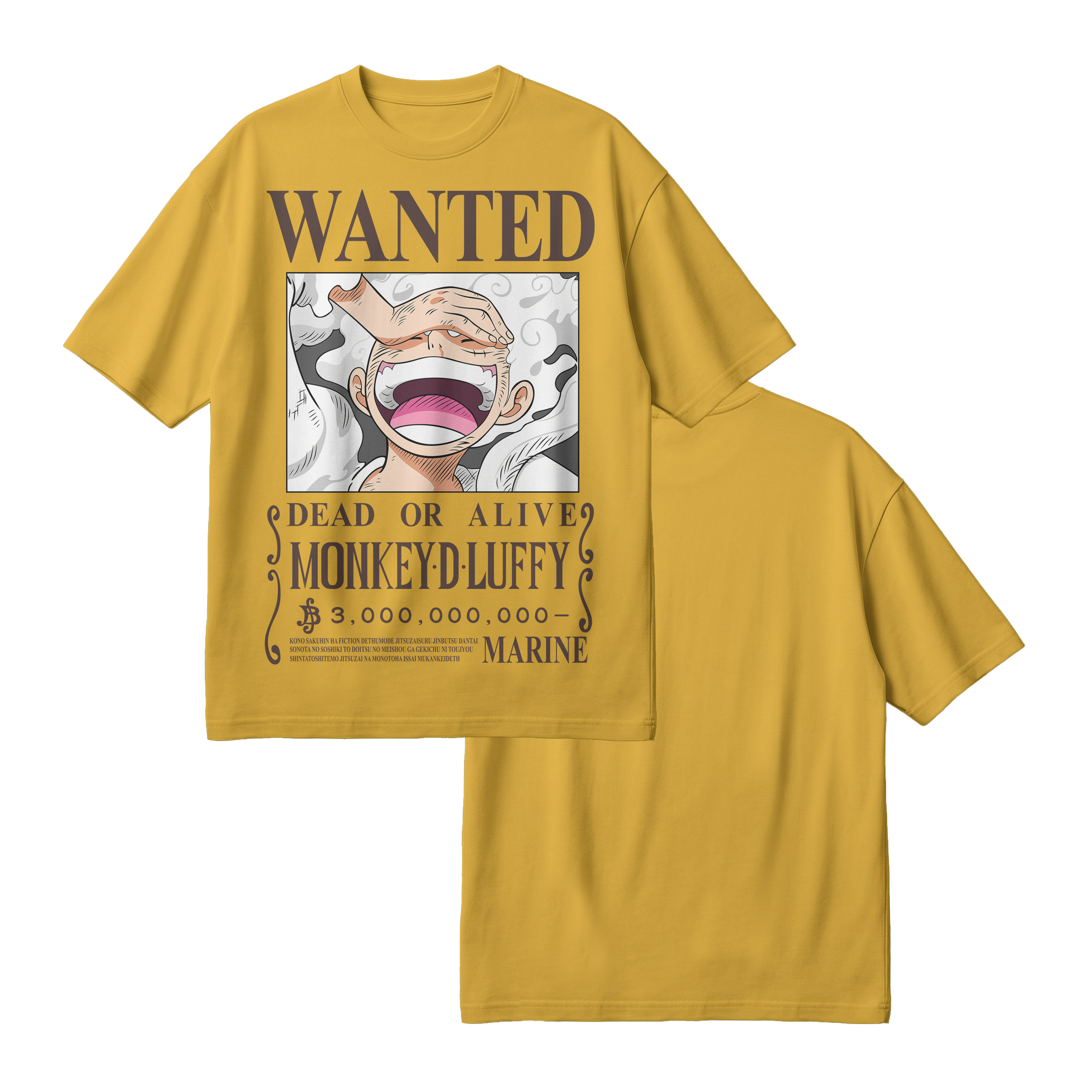 Anime One Piece Wanted Monkey D. Luffy Gear 5 Oversized T-Shirt - RZM012