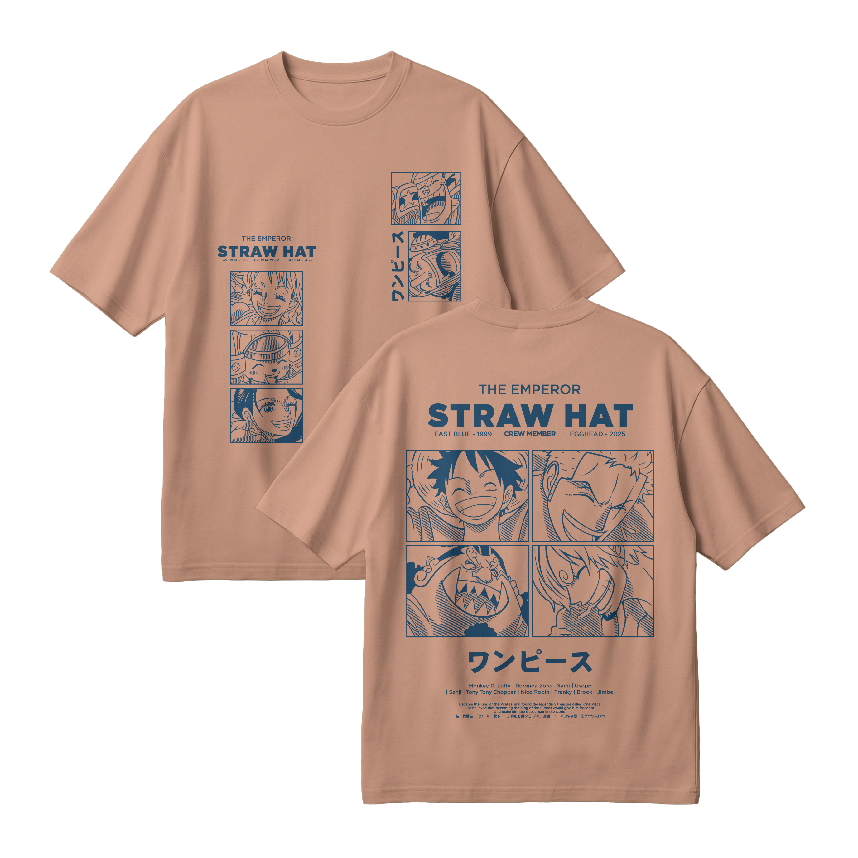 Anime One Piece Emperor Straw Hat Crew Oversized T-Shirt - RZM014