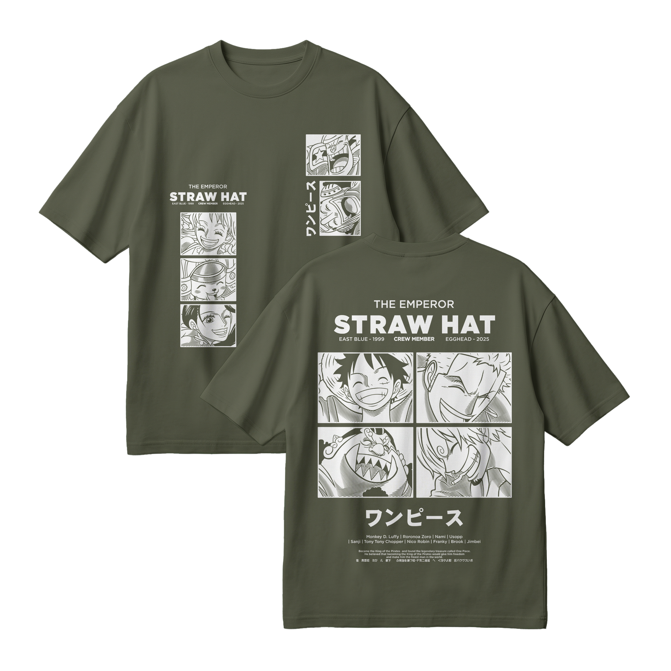 Anime One Piece Emperor Straw Hat Crew Oversized T-Shirt - RZM014