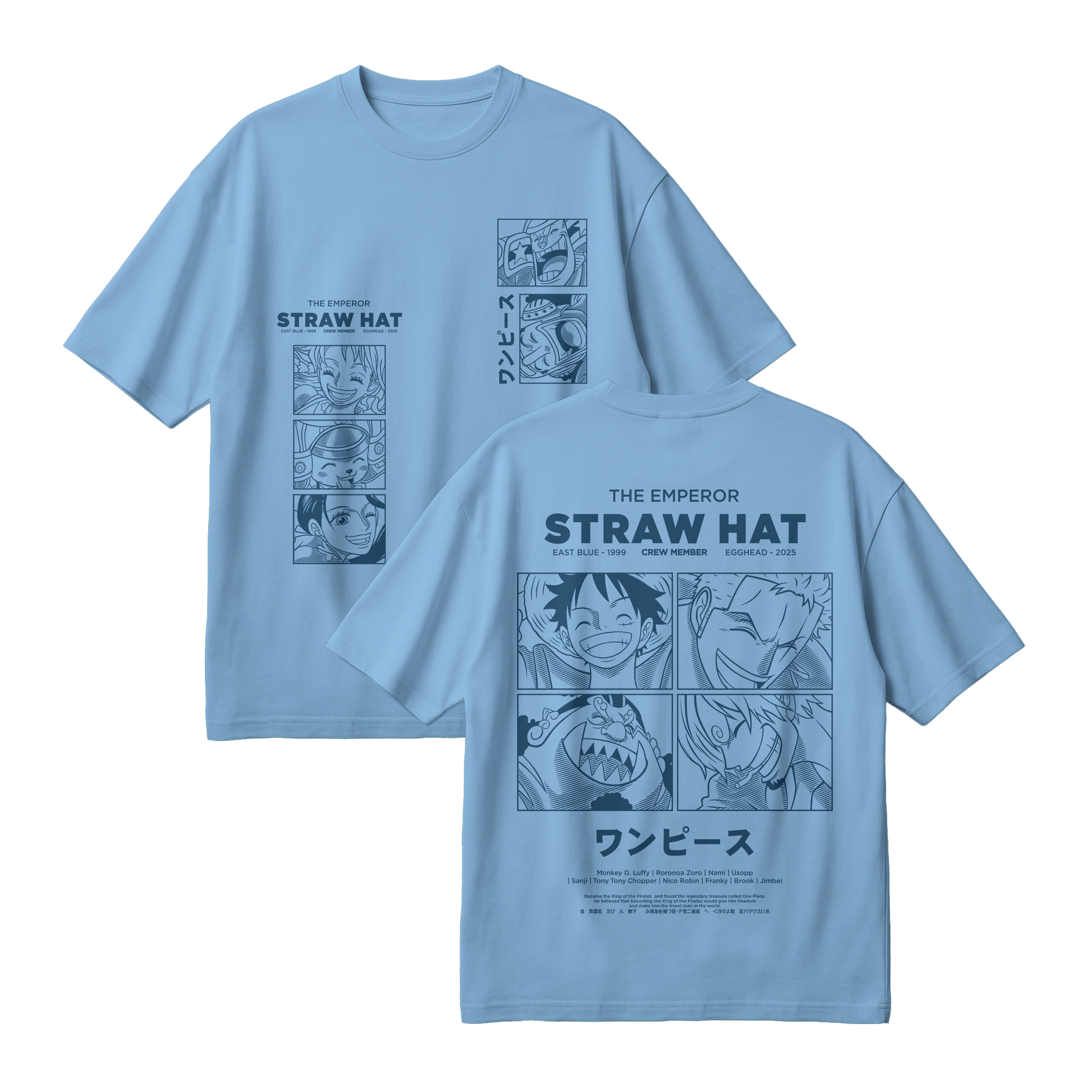 Anime One Piece Emperor Straw Hat Crew Oversized T-Shirt - RZM014