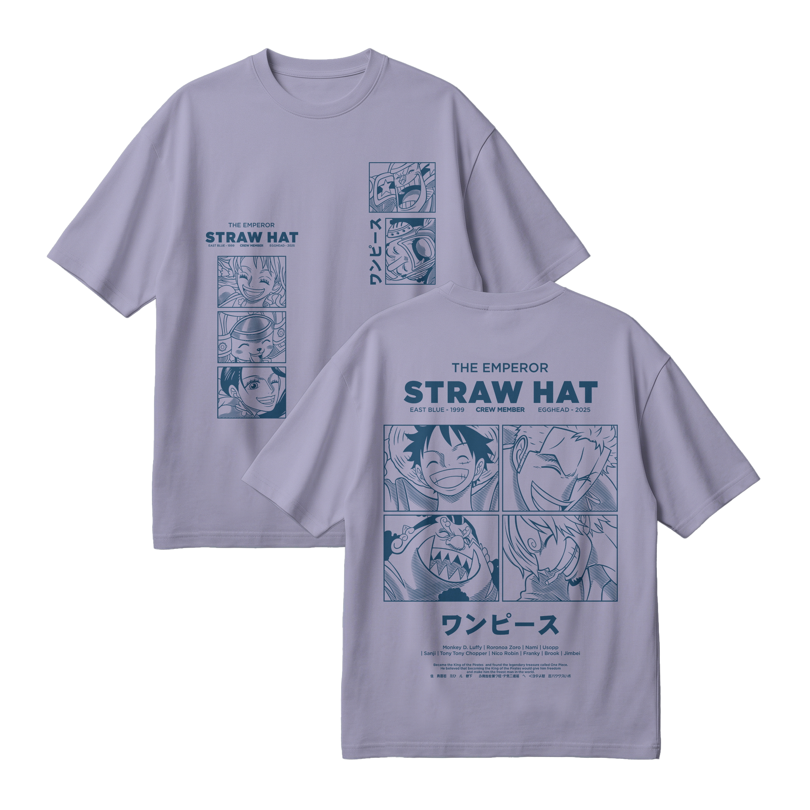 Anime One Piece Emperor Straw Hat Crew Oversized T-Shirt - RZM014