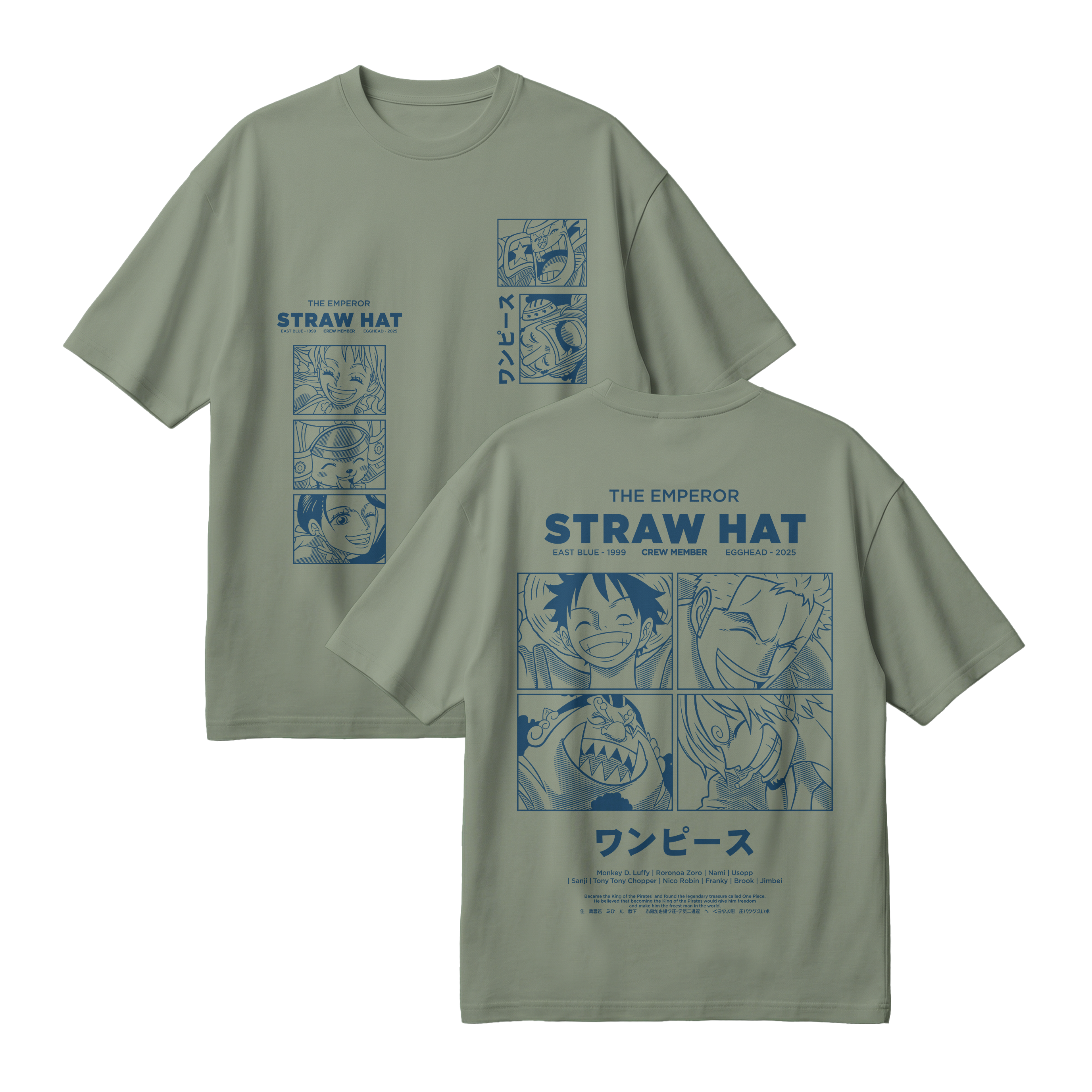 Anime One Piece Emperor Straw Hat Crew Oversized T-Shirt - RZM014