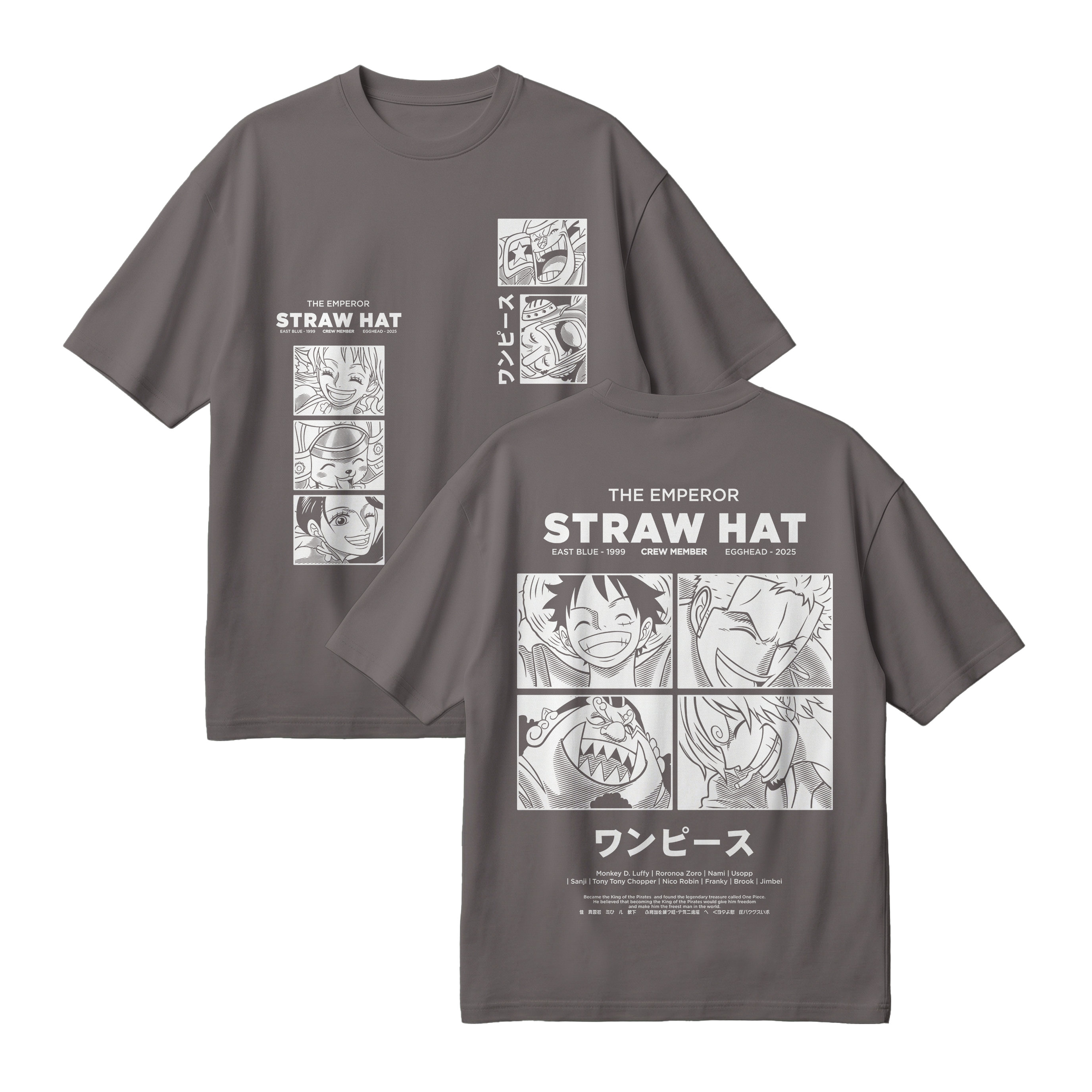 Anime One Piece Emperor Straw Hat Crew Oversized T-Shirt - RZM014