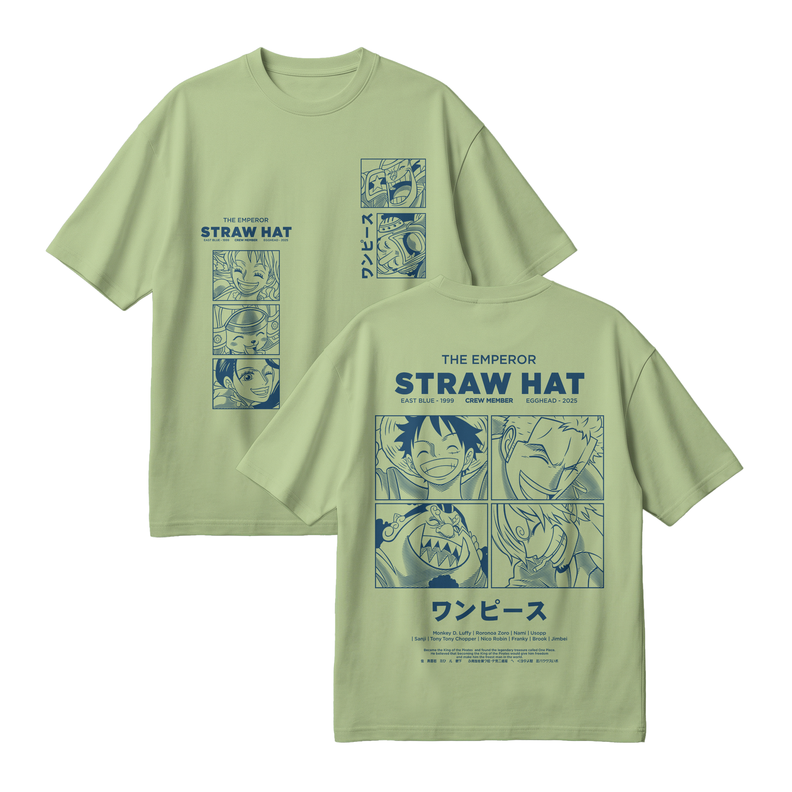 Anime One Piece Emperor Straw Hat Crew Oversized T-Shirt - RZM014