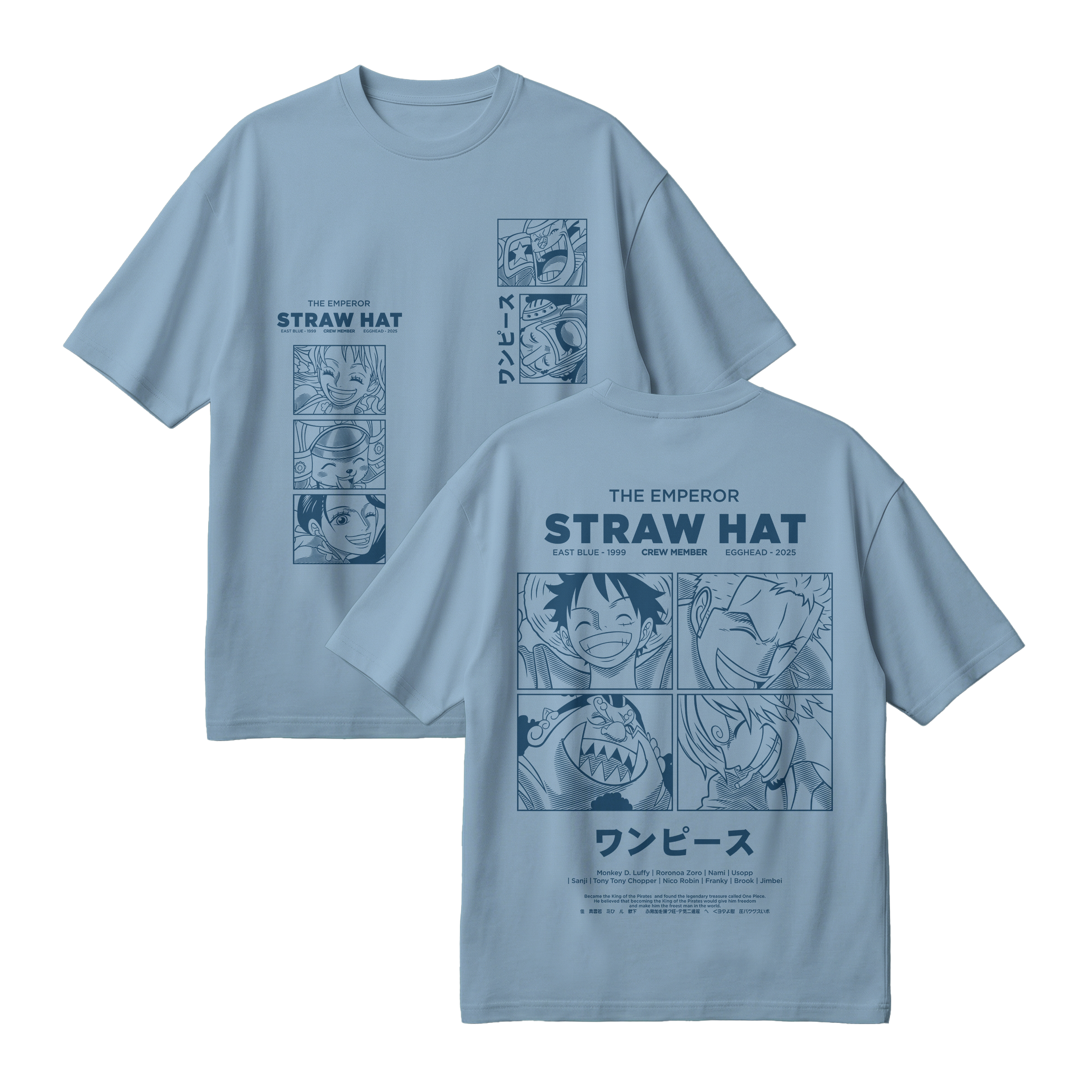 Anime One Piece Emperor Straw Hat Crew Oversized T-Shirt - RZM014