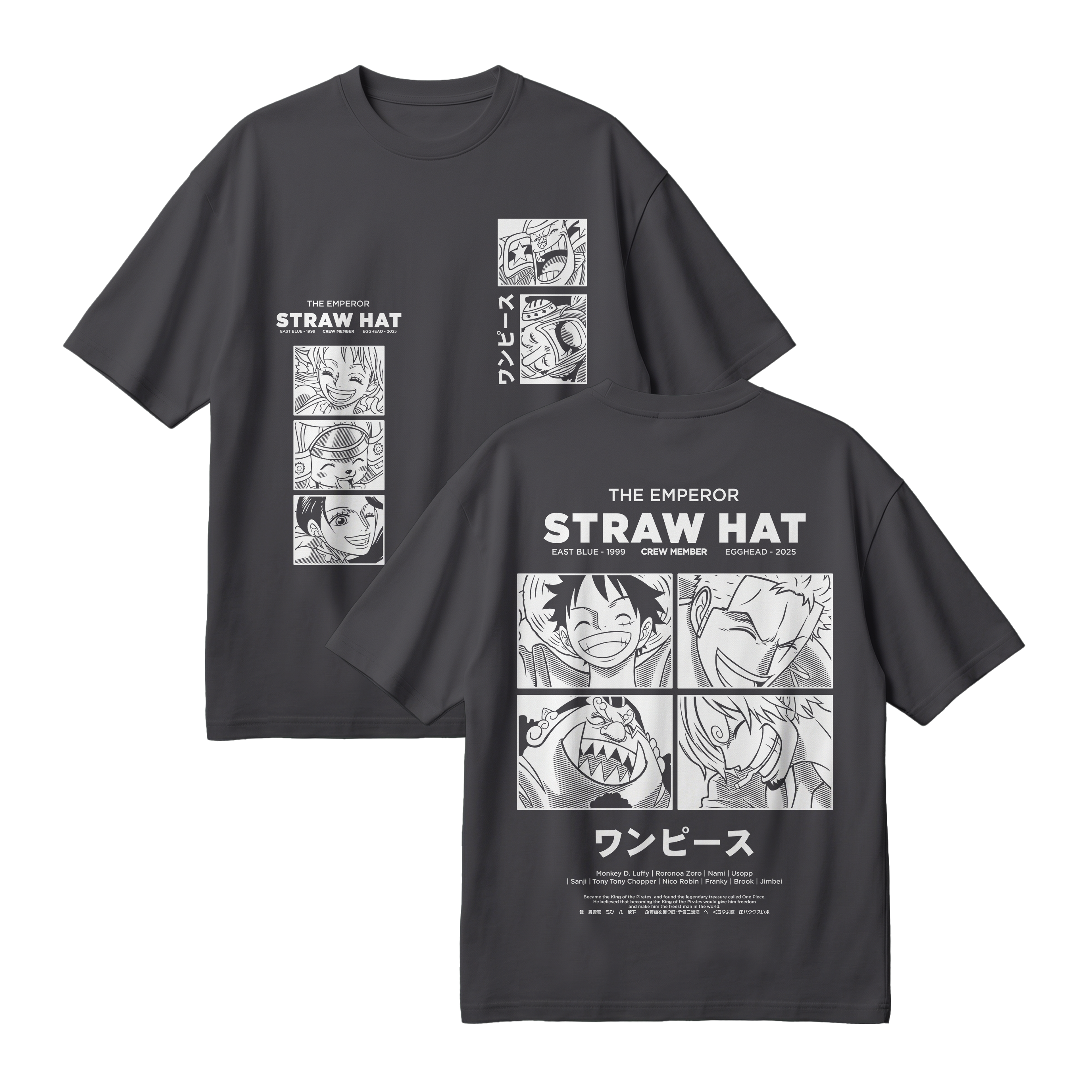 Anime One Piece Emperor Straw Hat Crew Oversized T-Shirt - RZM014
