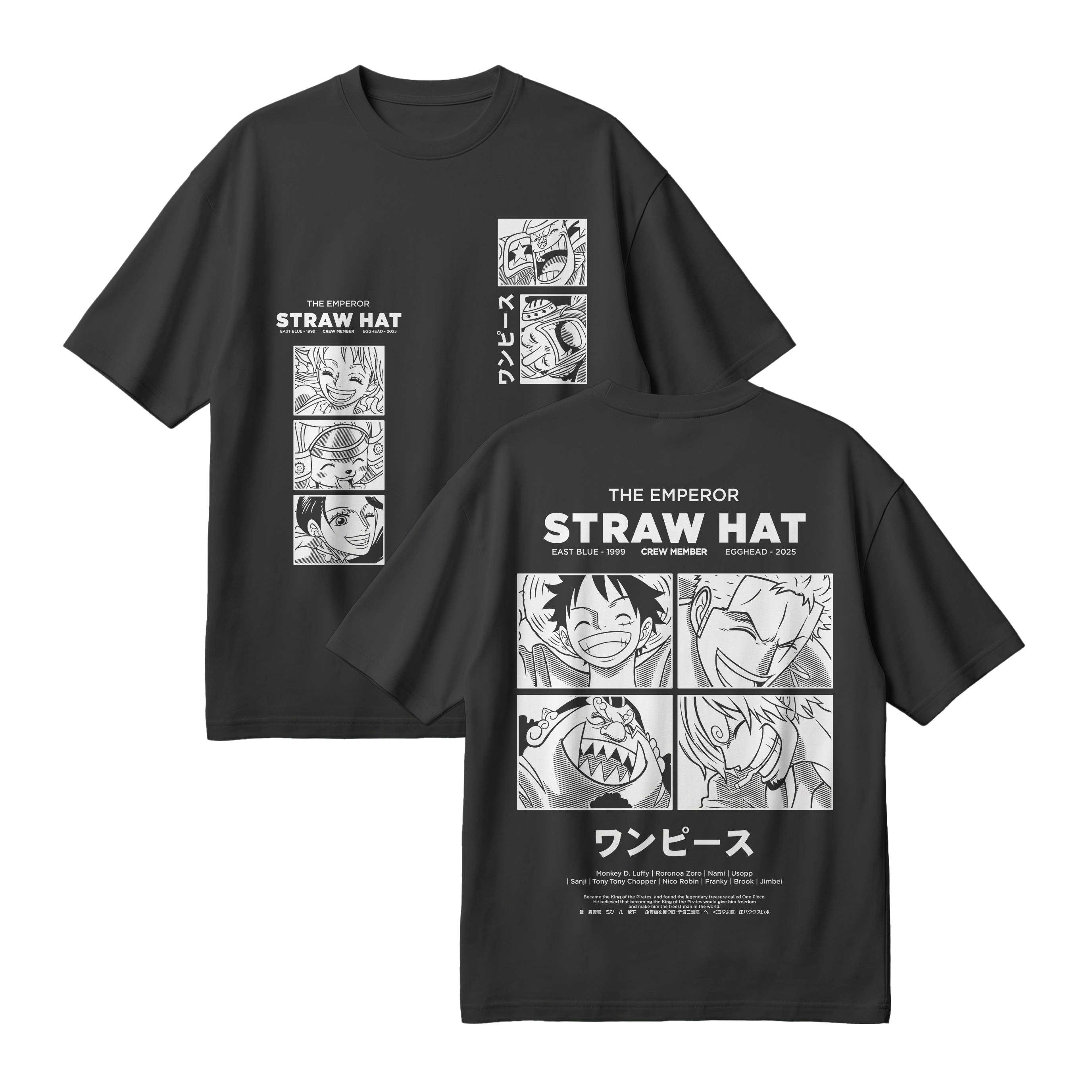Anime One Piece Emperor Straw Hat Crew Oversized T-Shirt - RZM014