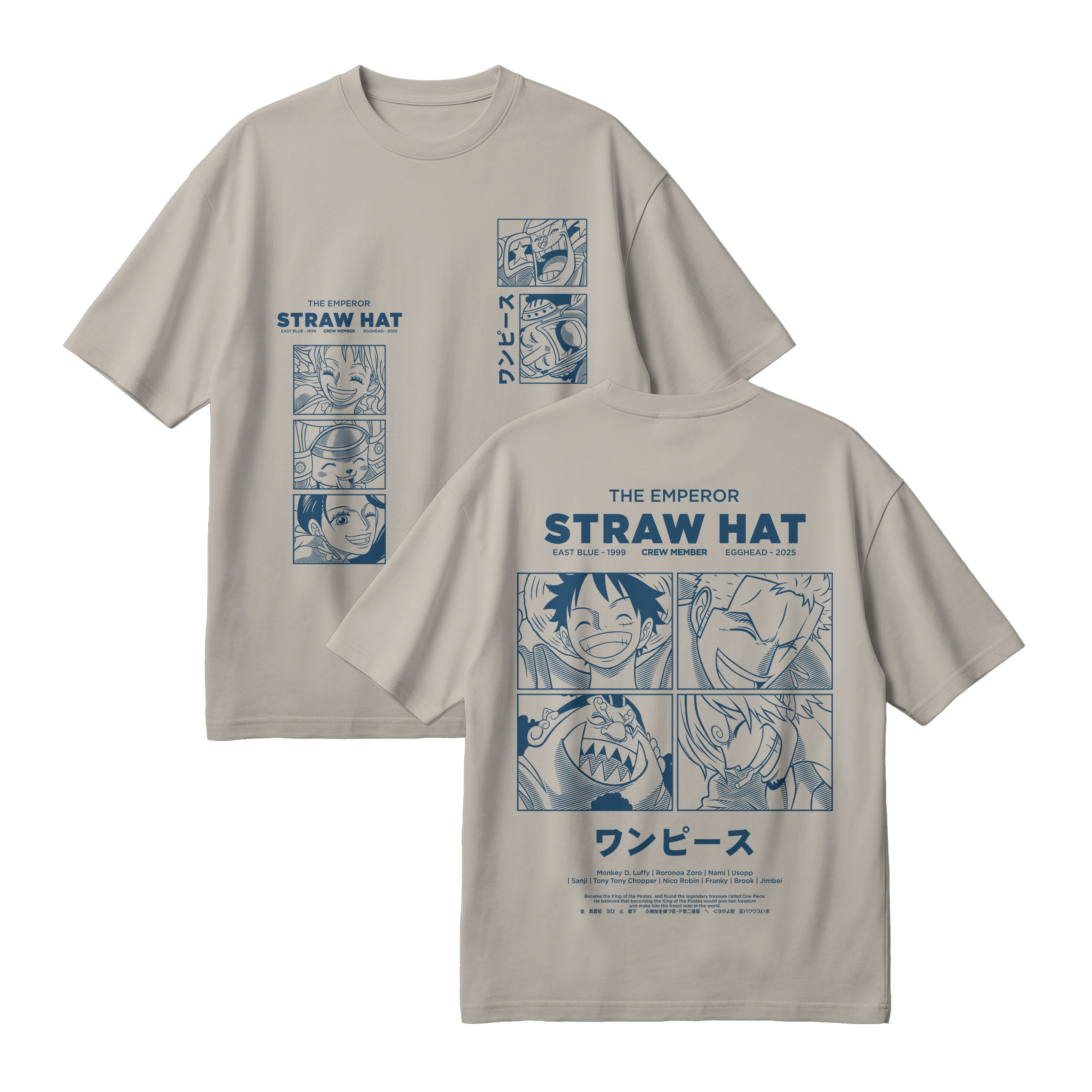 Anime One Piece Emperor Straw Hat Crew Oversized T-Shirt - RZM014
