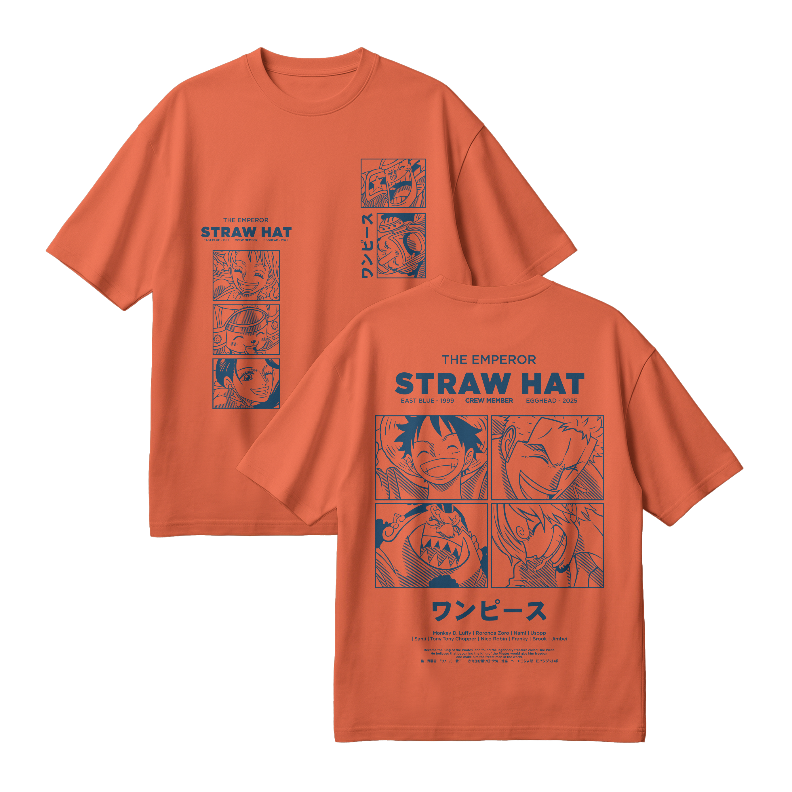 Anime One Piece Emperor Straw Hat Crew Oversized T-Shirt - RZM014