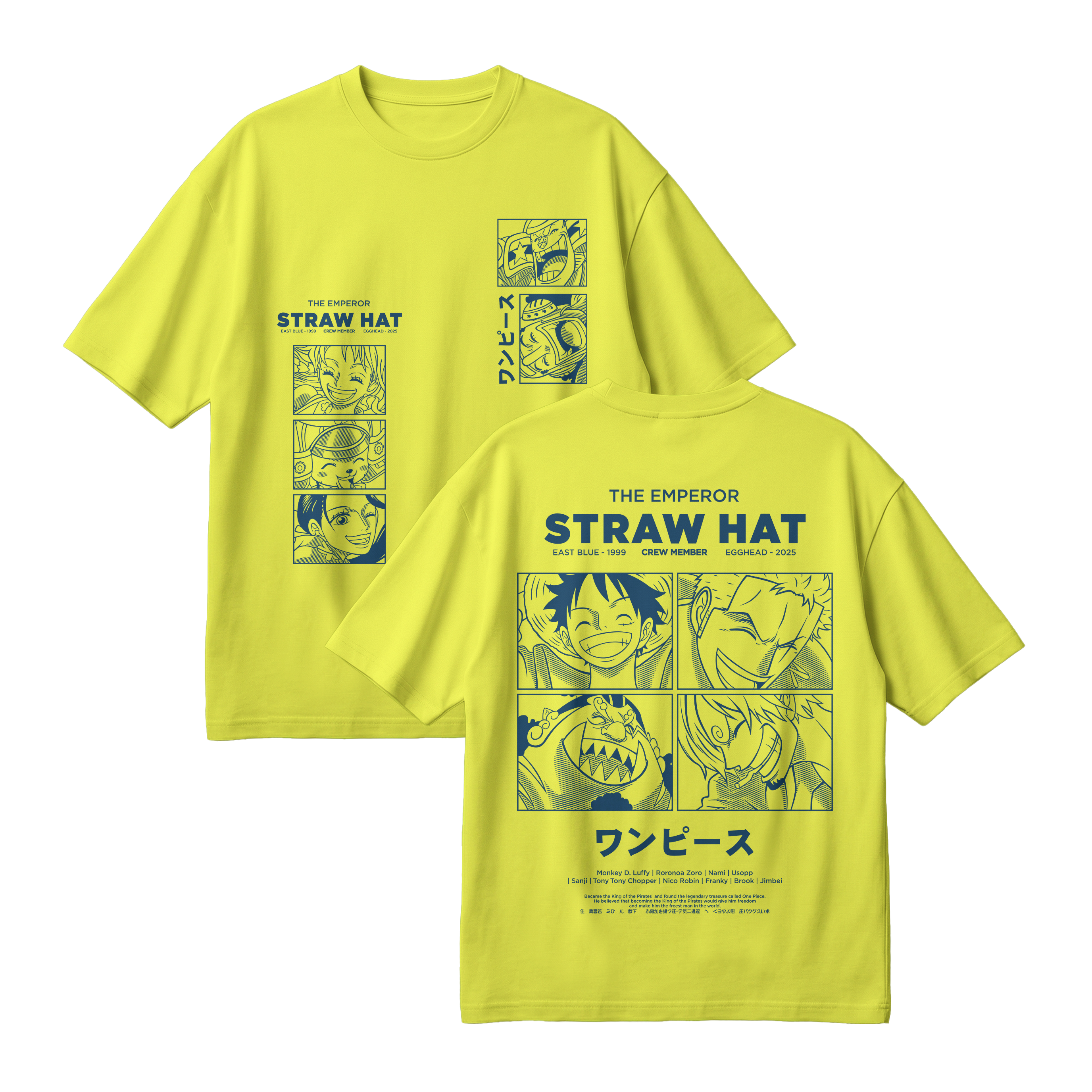 Anime One Piece Emperor Straw Hat Crew Oversized T-Shirt - RZM014