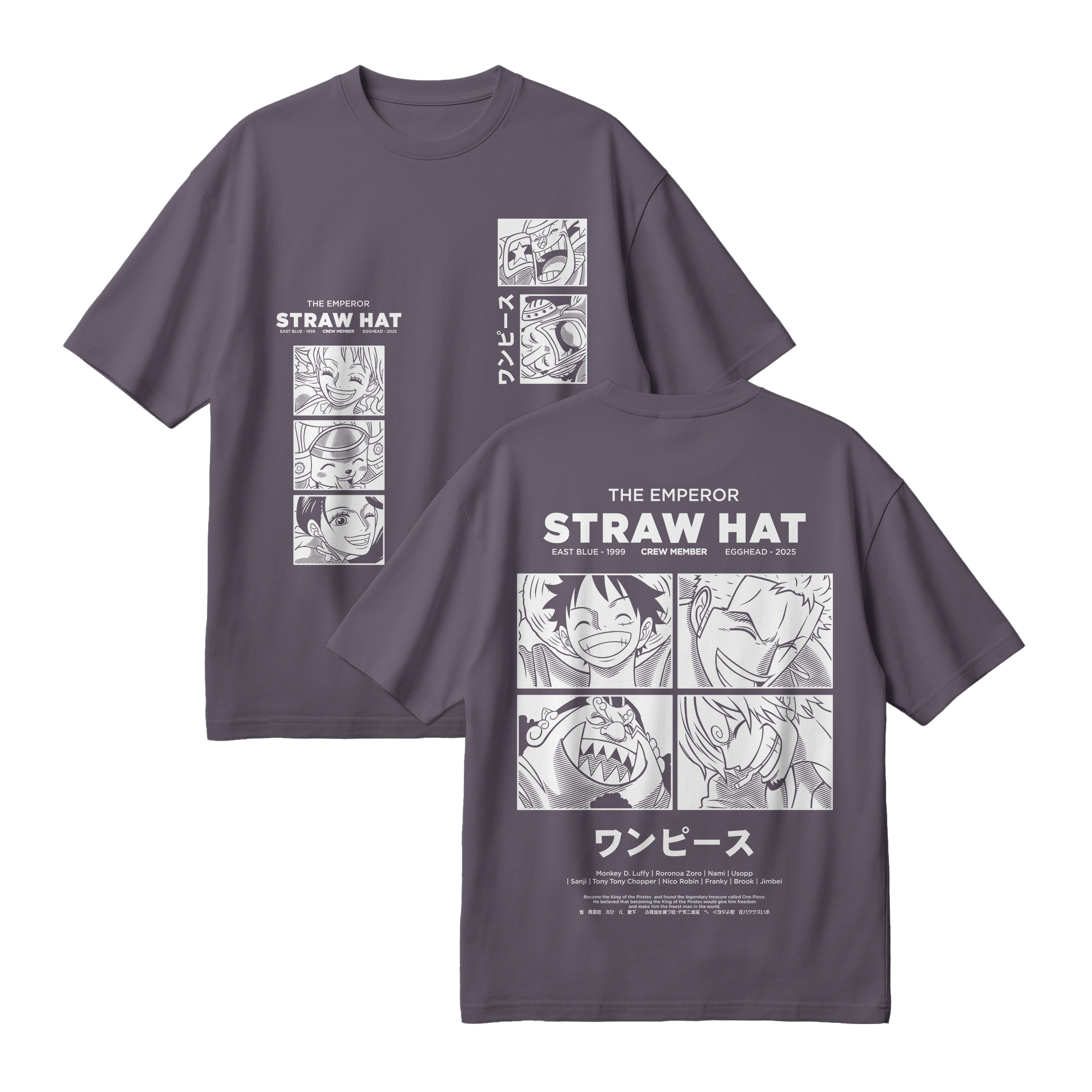 Anime One Piece Emperor Straw Hat Crew Oversized T-Shirt - RZM014