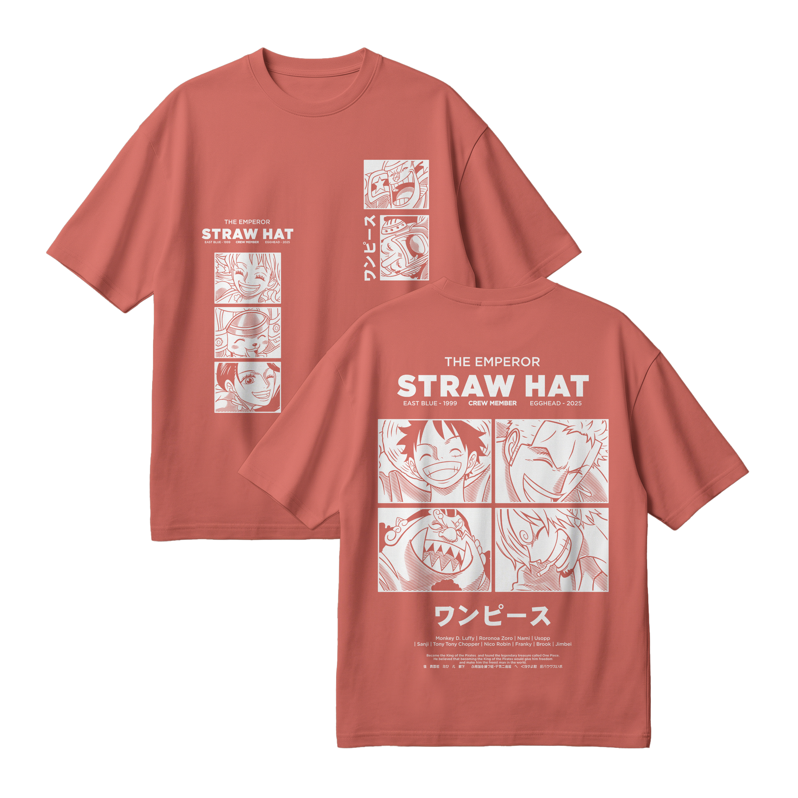 Anime One Piece Emperor Straw Hat Crew Oversized T-Shirt - RZM014