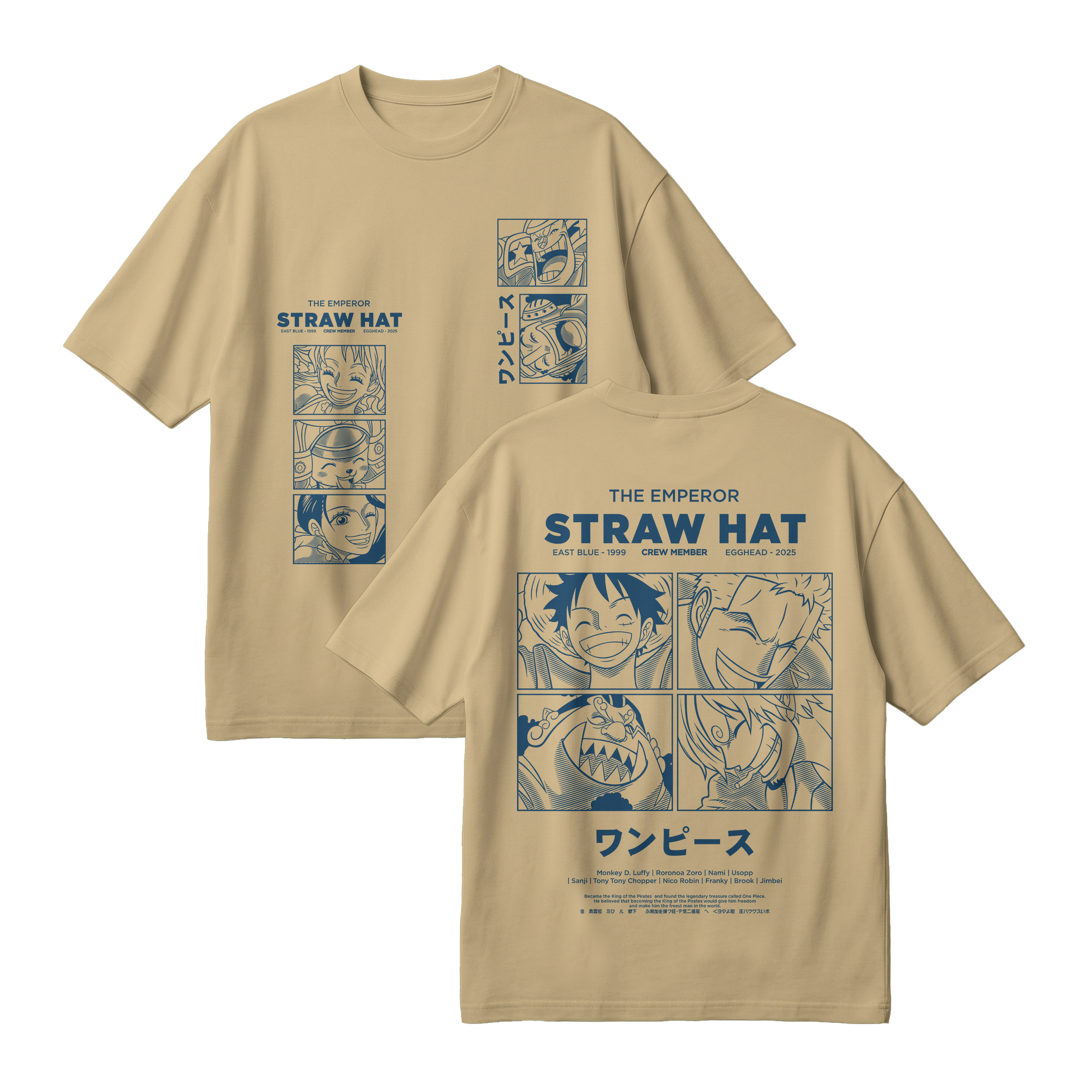 Anime One Piece Emperor Straw Hat Crew Oversized T-Shirt - RZM014