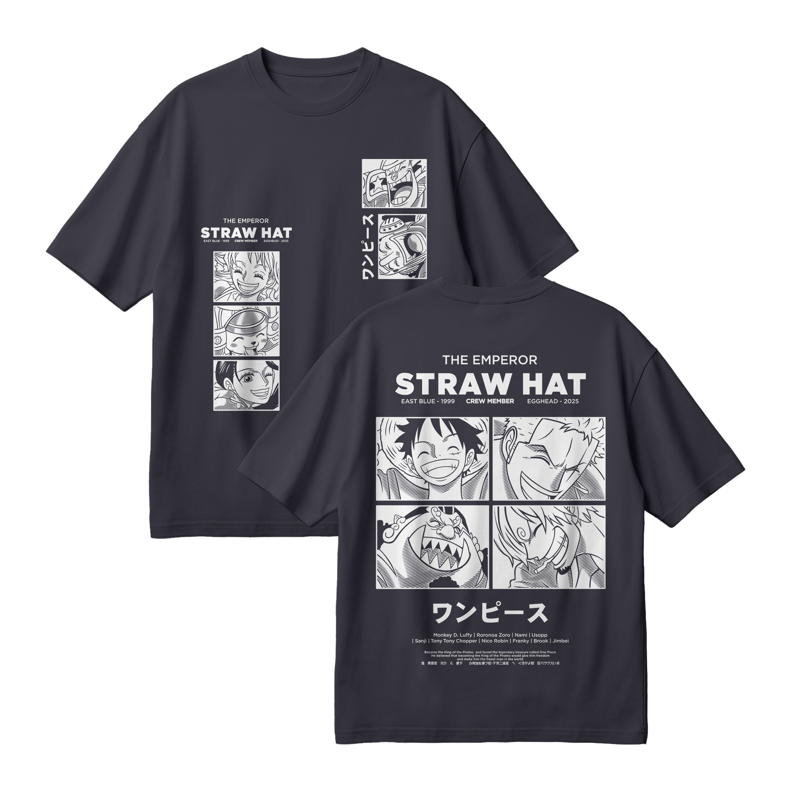 Anime One Piece Emperor Straw Hat Crew Oversized T-Shirt - RZM014