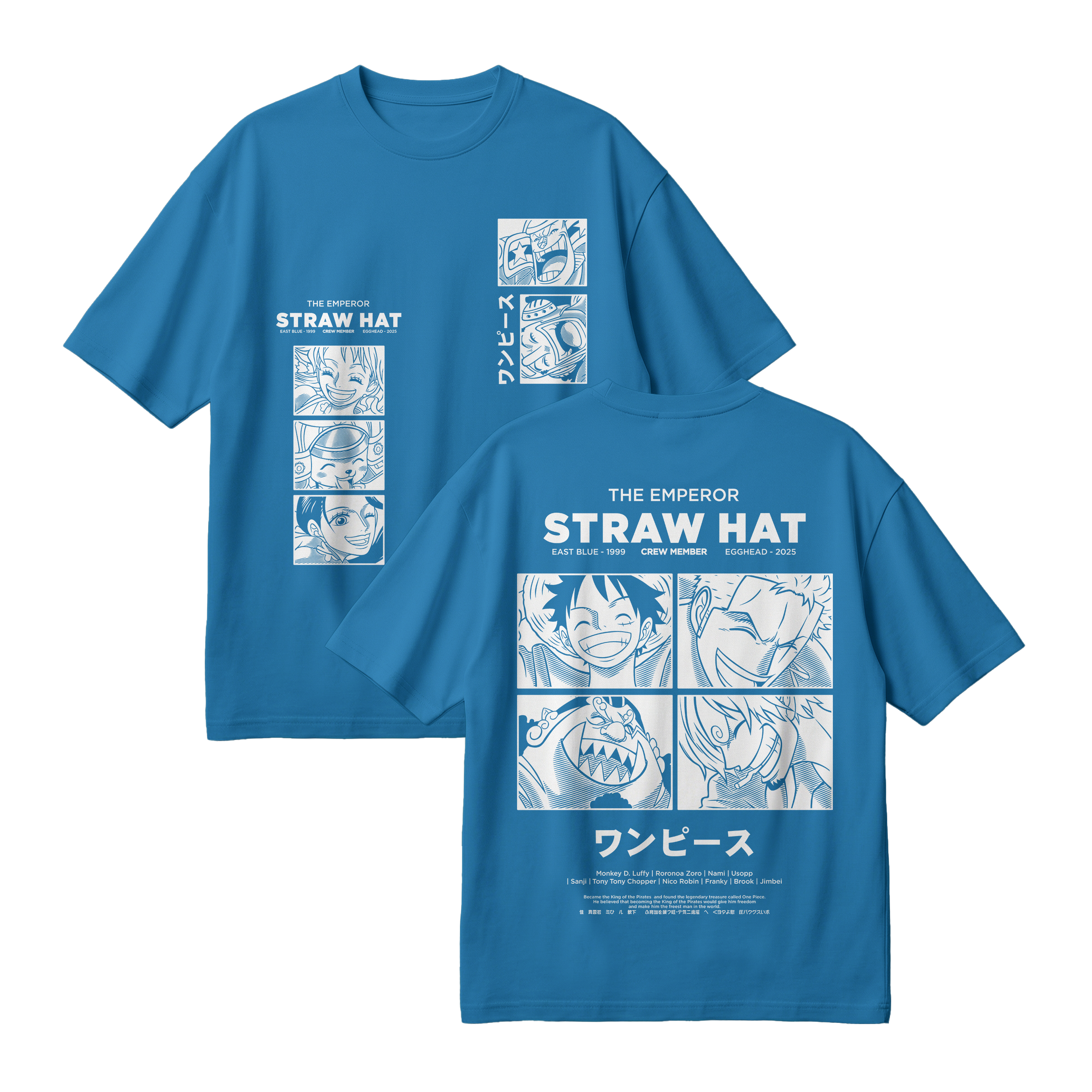 Anime One Piece Emperor Straw Hat Crew Oversized T-Shirt - RZM014