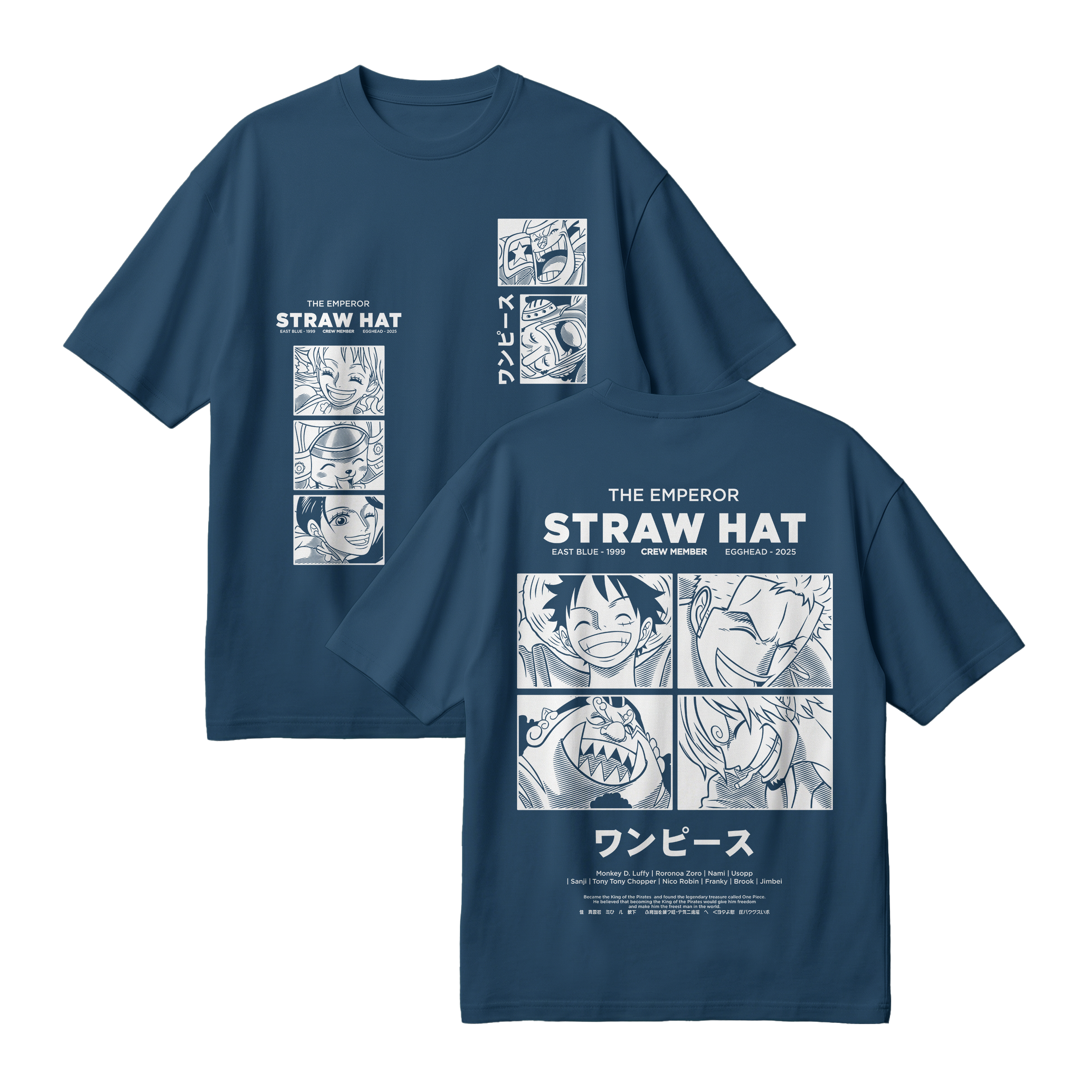 Anime One Piece Emperor Straw Hat Crew Oversized T-Shirt - RZM014
