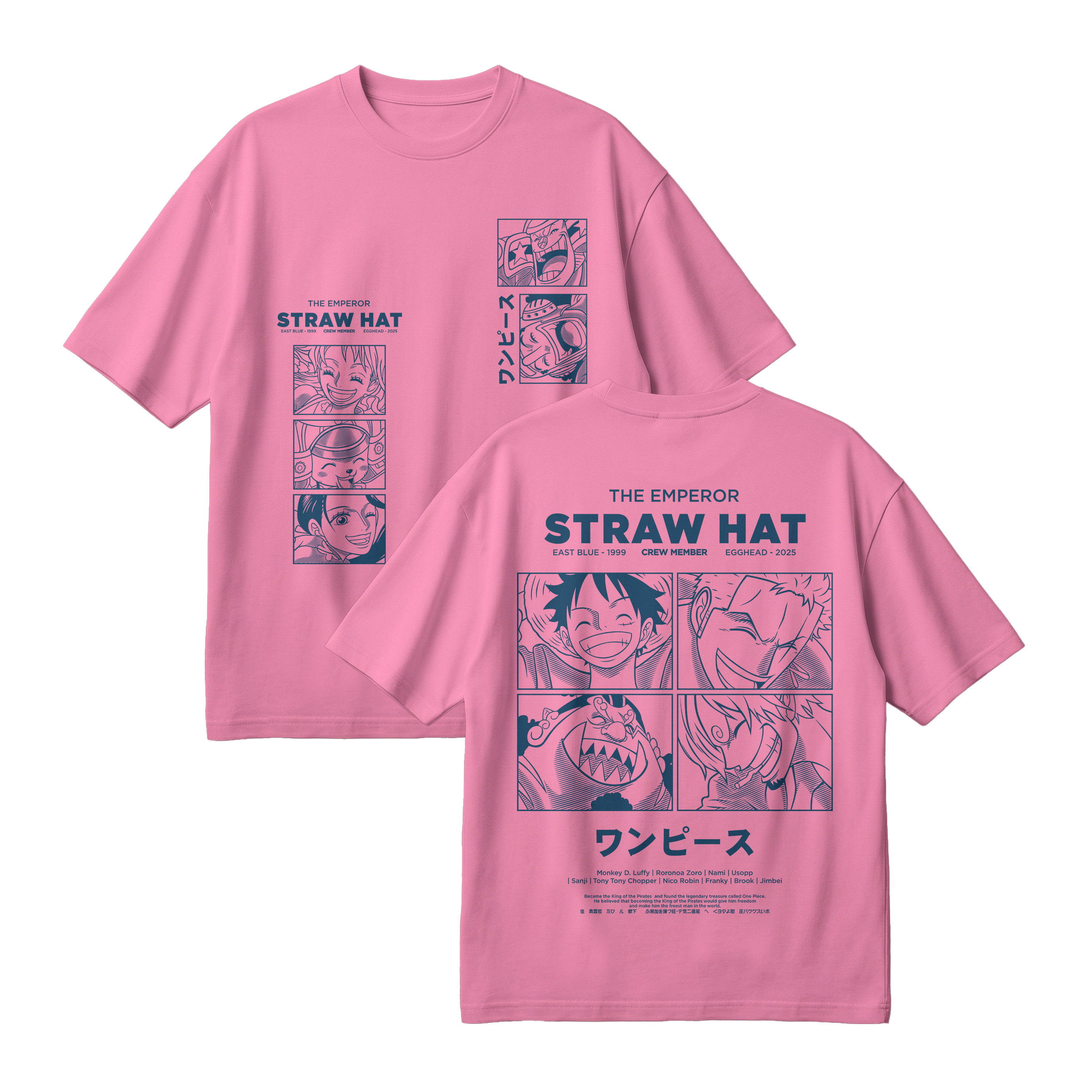 Anime One Piece Emperor Straw Hat Crew Oversized T-Shirt - RZM014