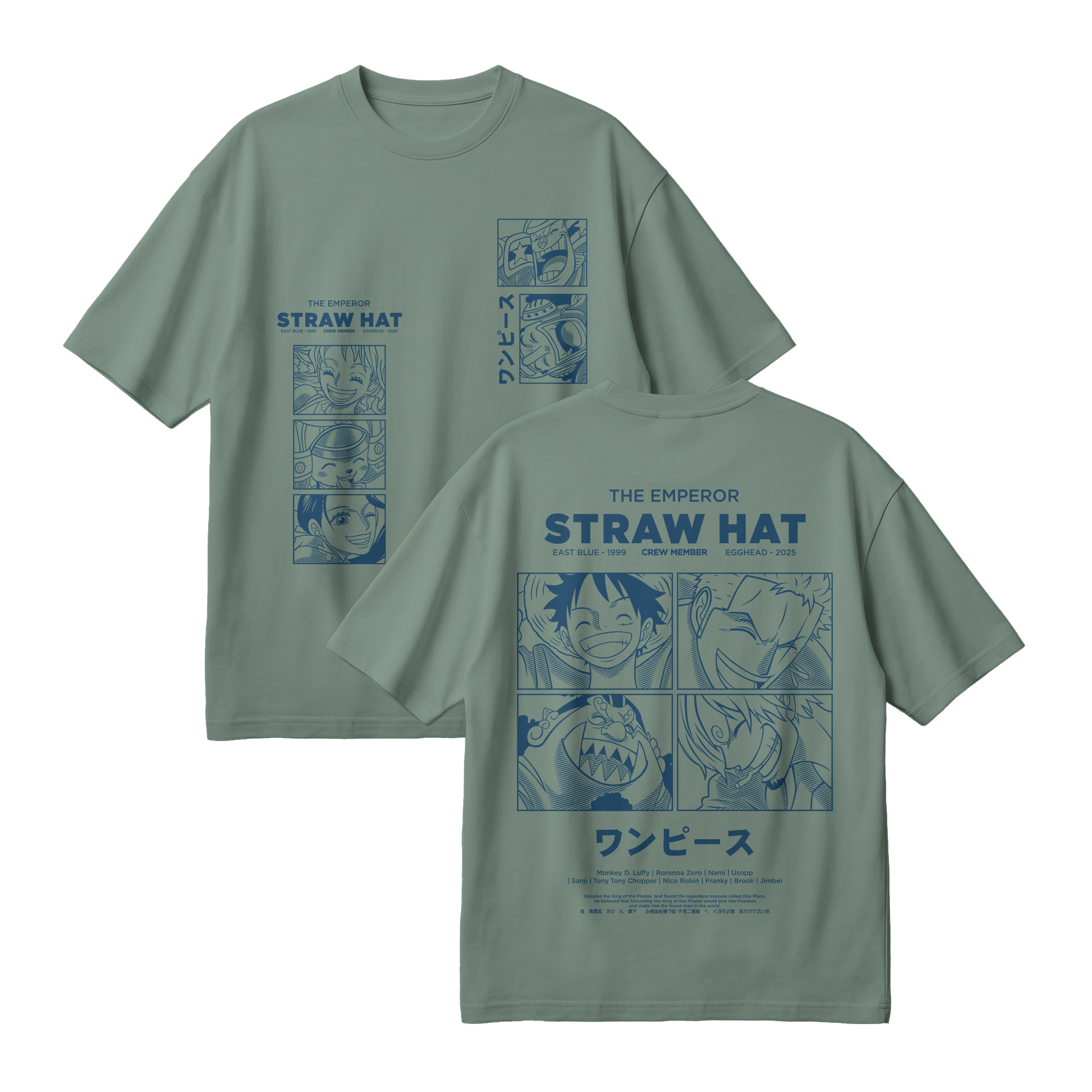 Anime One Piece Emperor Straw Hat Crew Oversized T-Shirt - RZM014