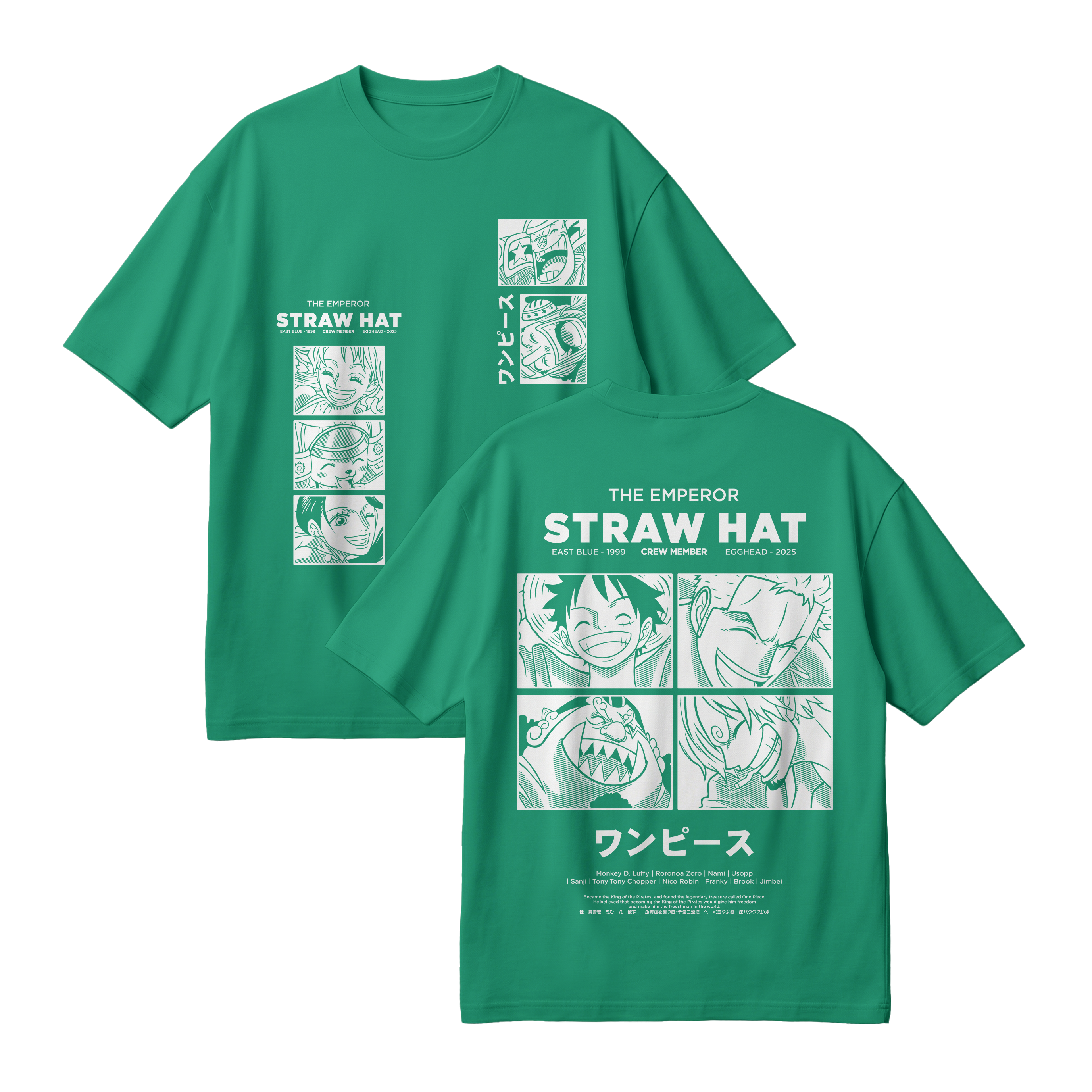 Anime One Piece Emperor Straw Hat Crew Oversized T-Shirt - RZM014