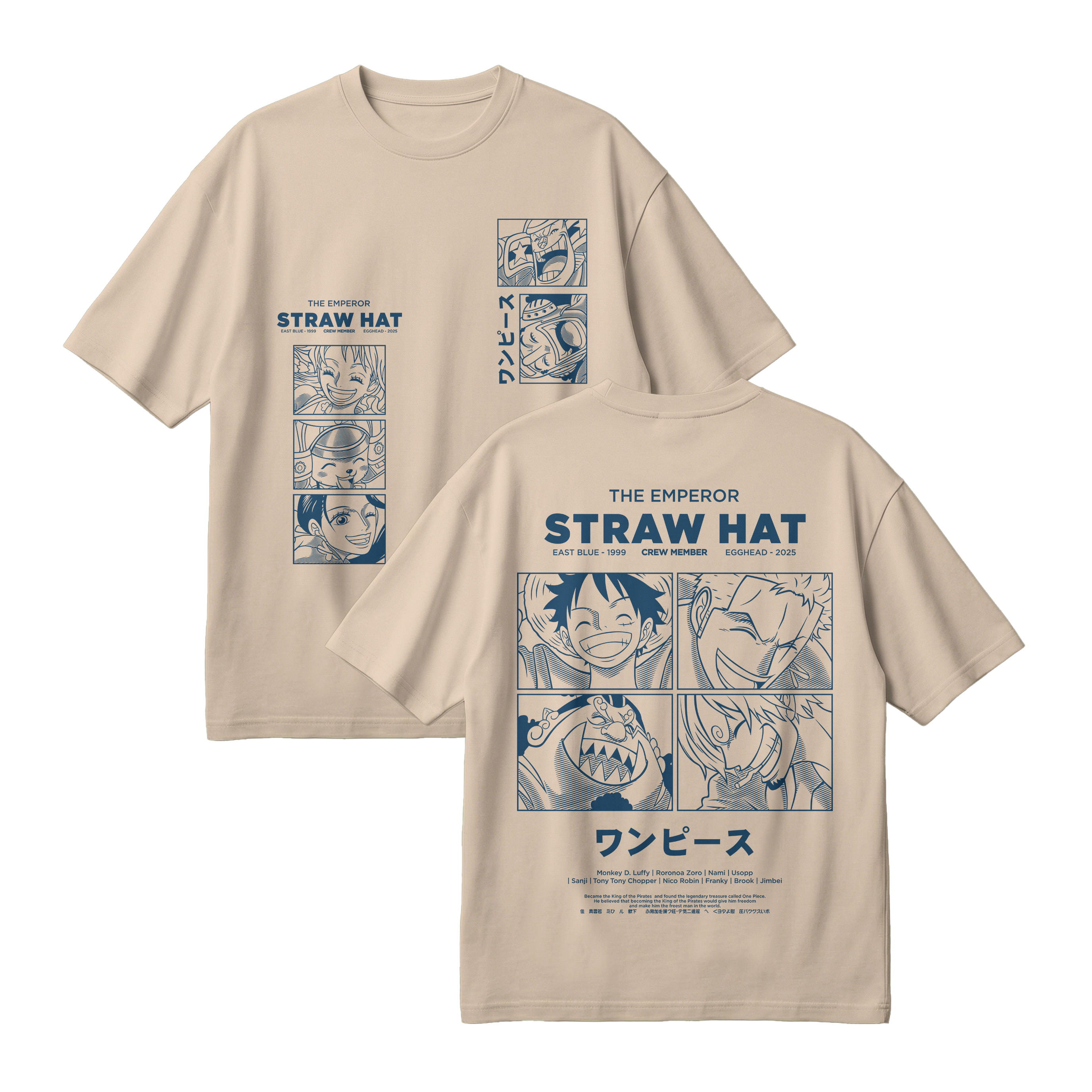 Anime One Piece Emperor Straw Hat Crew Oversized T-Shirt - RZM014
