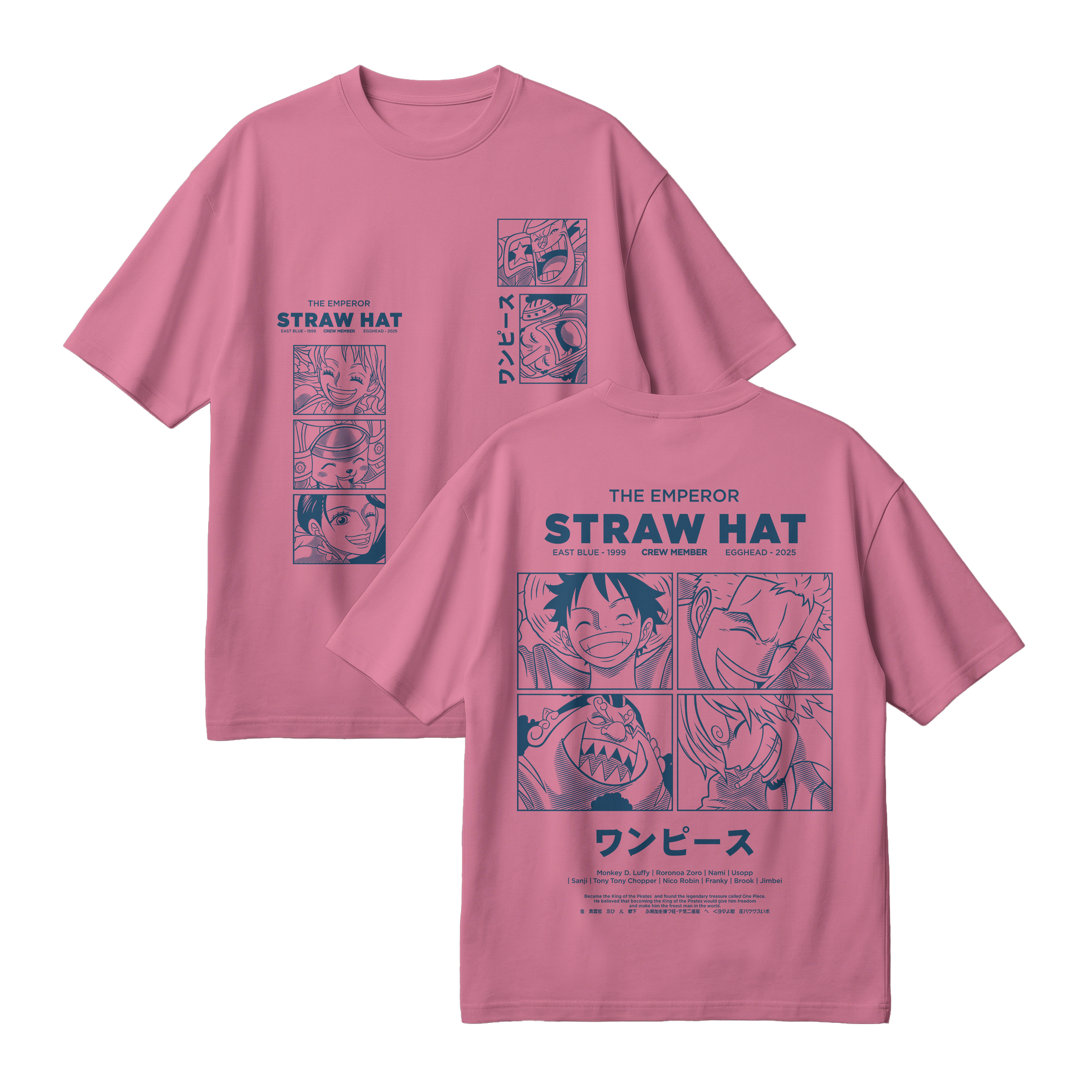 Anime One Piece Emperor Straw Hat Crew Oversized T-Shirt - RZM014