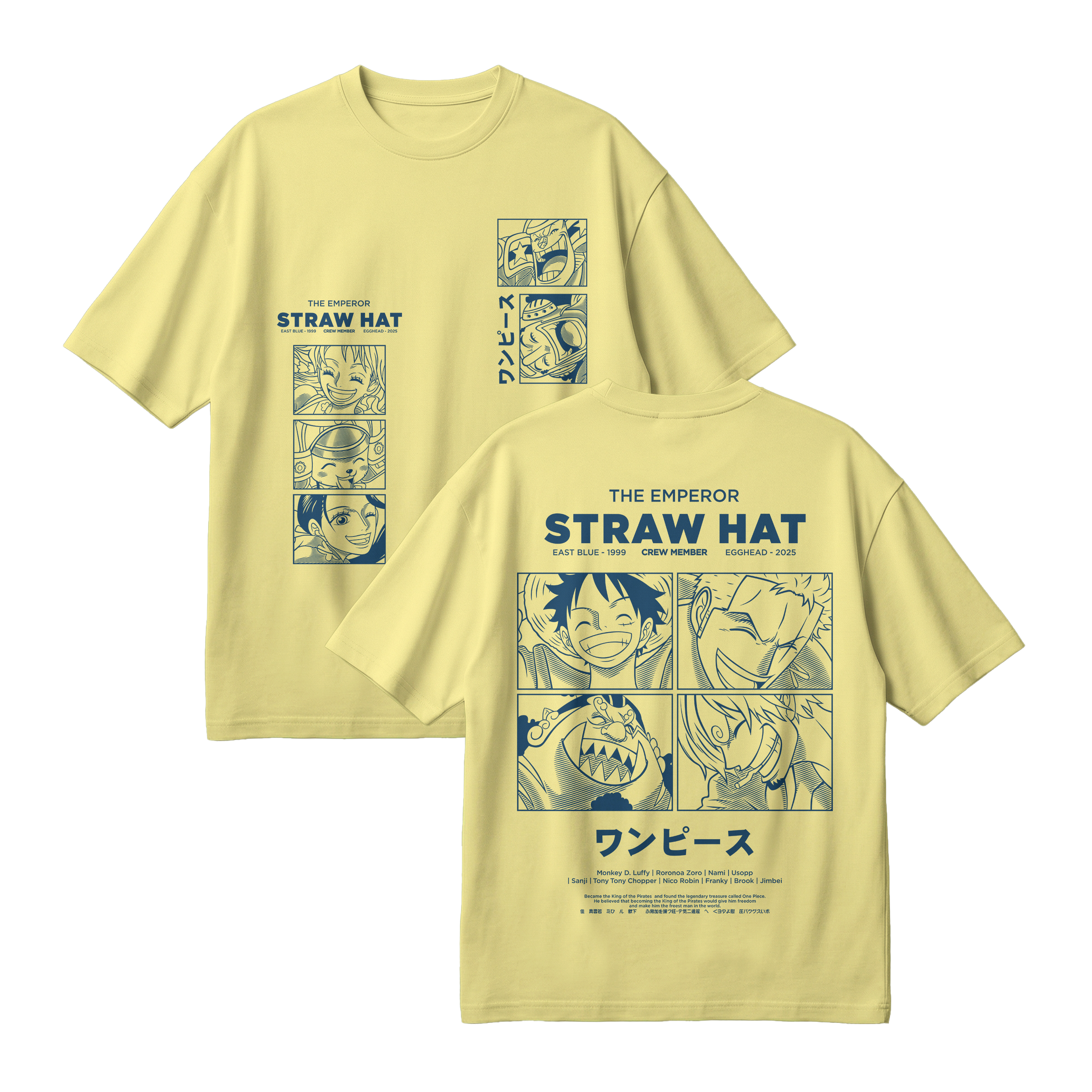Anime One Piece Emperor Straw Hat Crew Oversized T-Shirt - RZM014