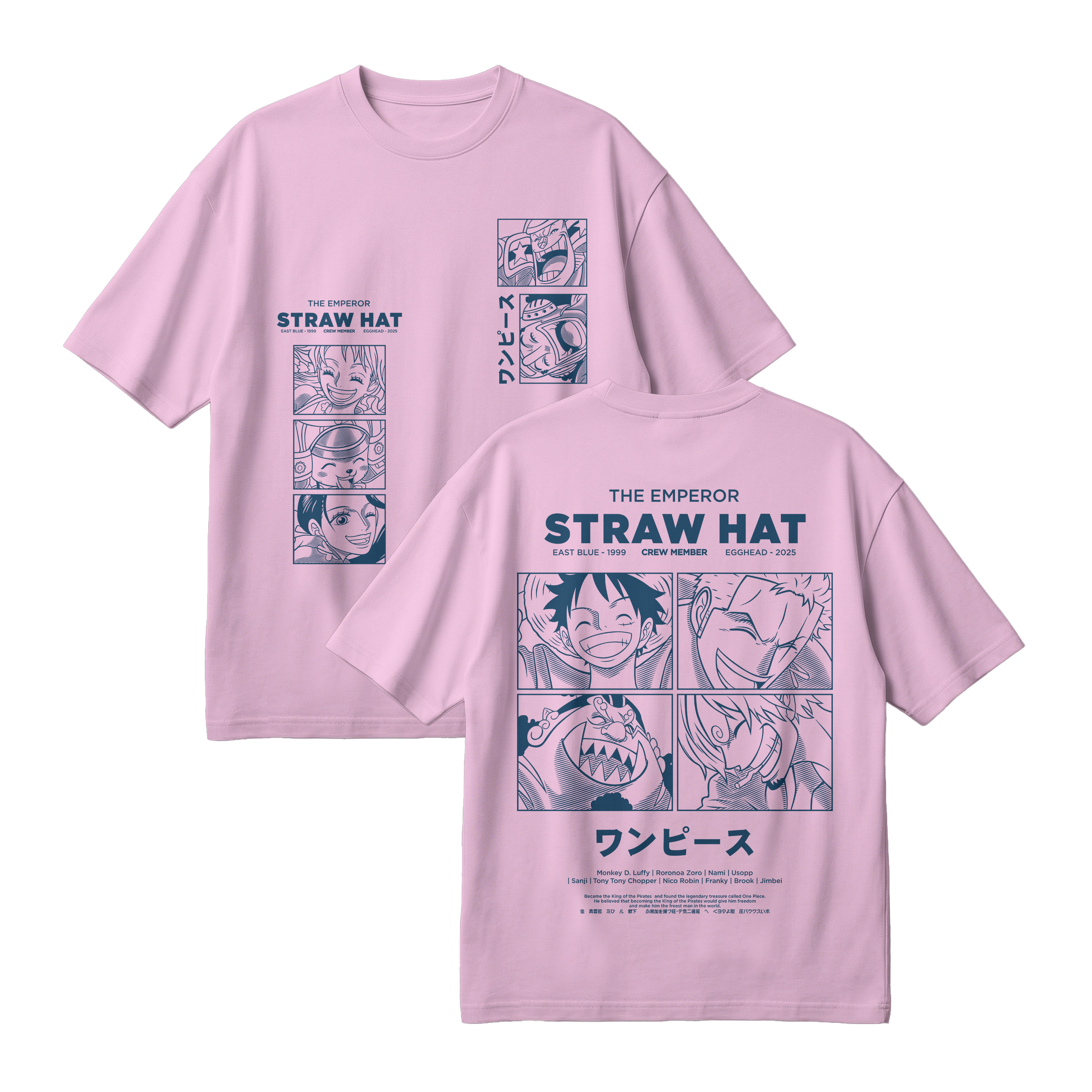 Anime One Piece Emperor Straw Hat Crew Oversized T-Shirt - RZM014