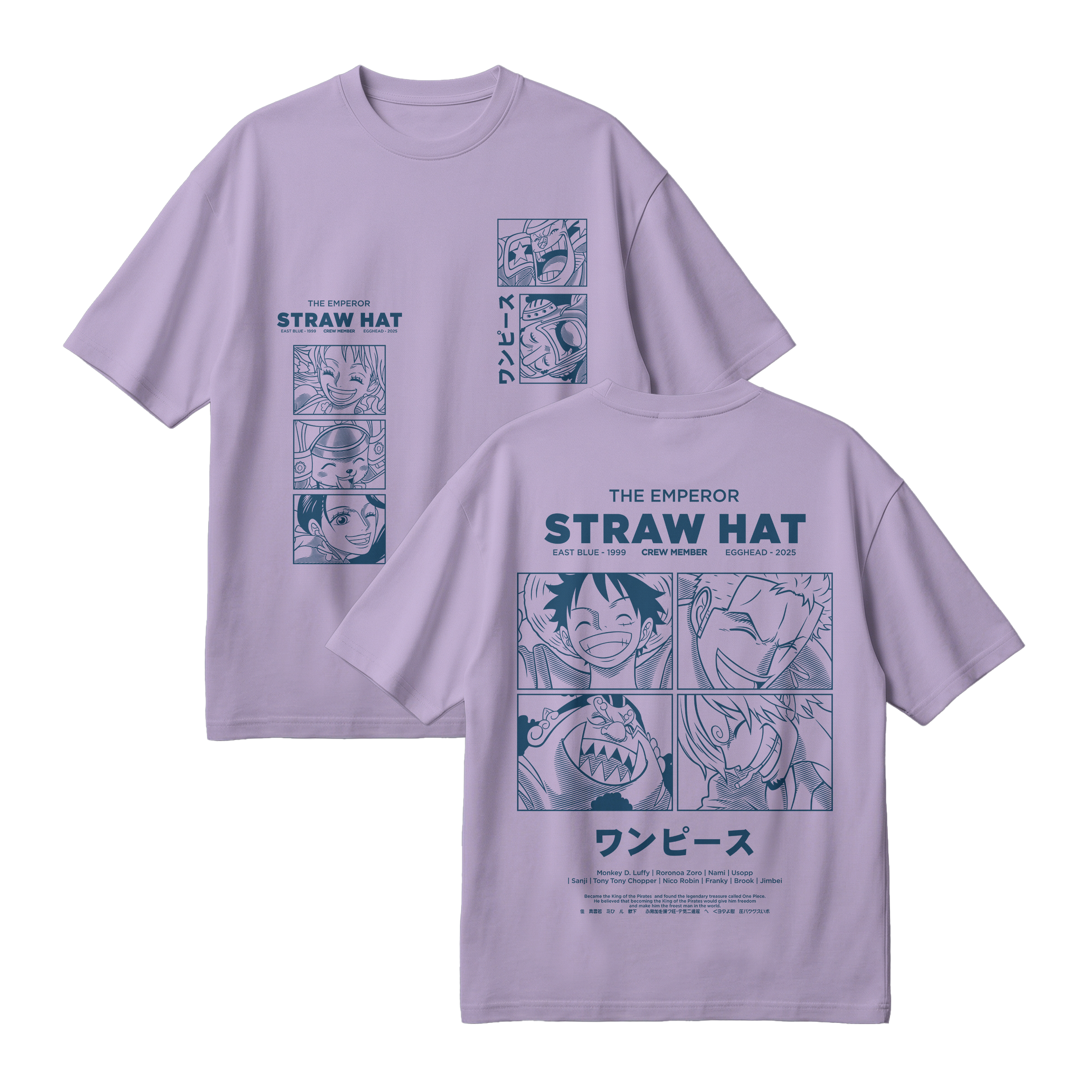 Anime One Piece Emperor Straw Hat Crew Oversized T-Shirt - RZM014