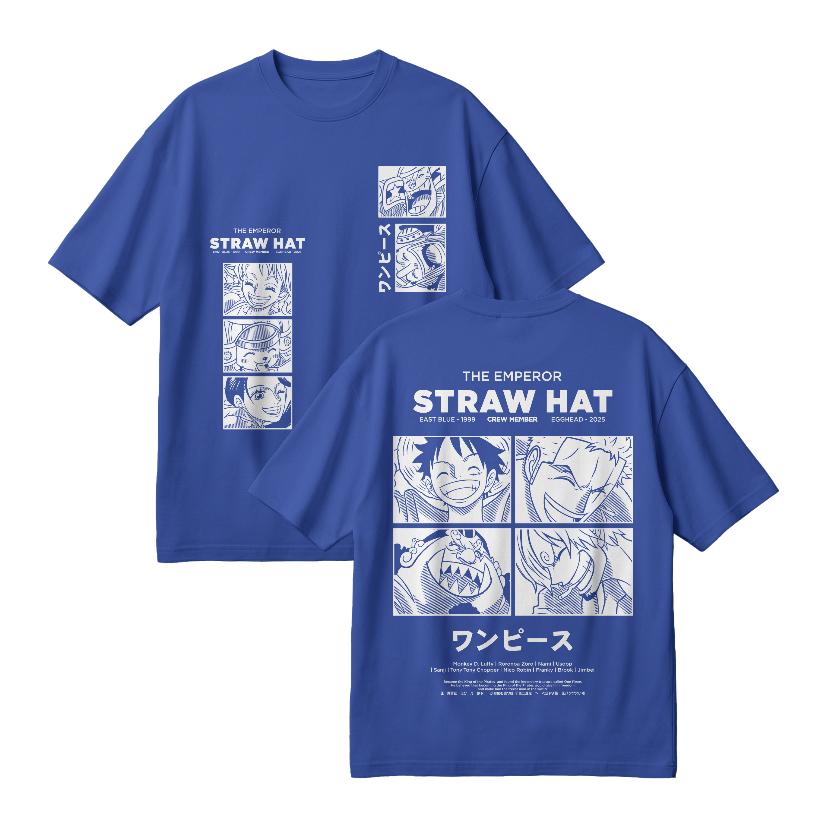 Anime One Piece Emperor Straw Hat Crew Oversized T-Shirt - RZM014