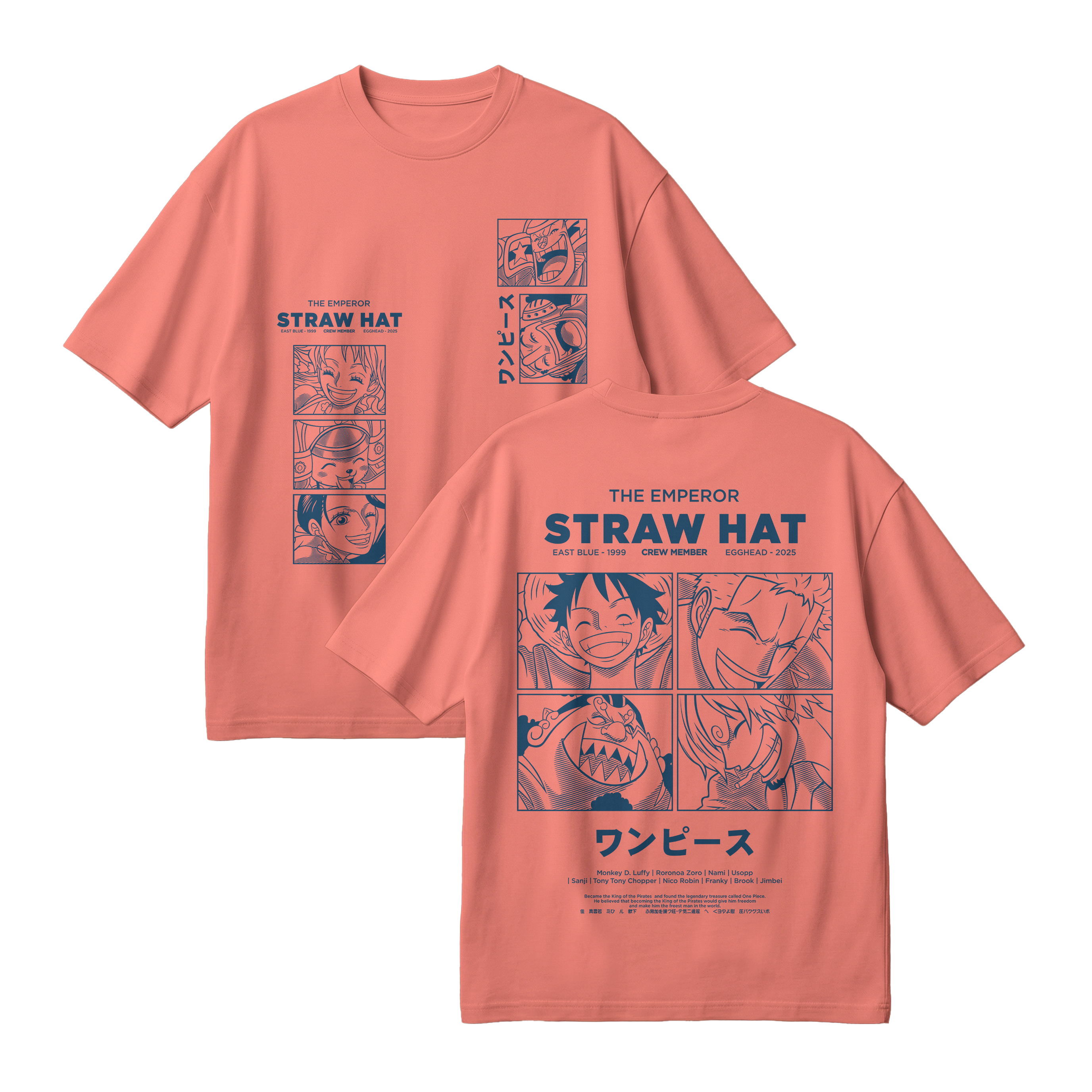 Anime One Piece Emperor Straw Hat Crew Oversized T-Shirt - RZM014
