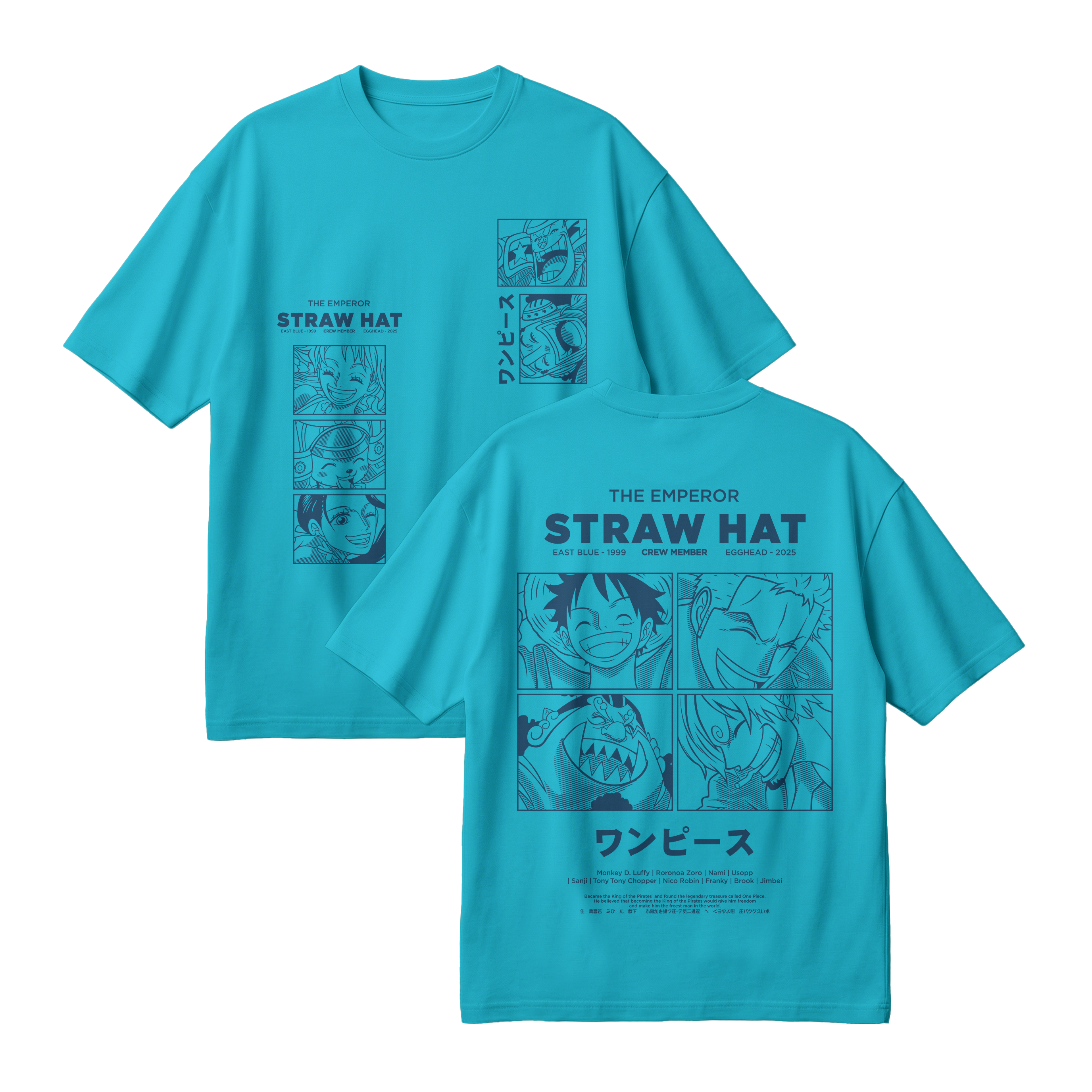Anime One Piece Emperor Straw Hat Crew Oversized T-Shirt - RZM014