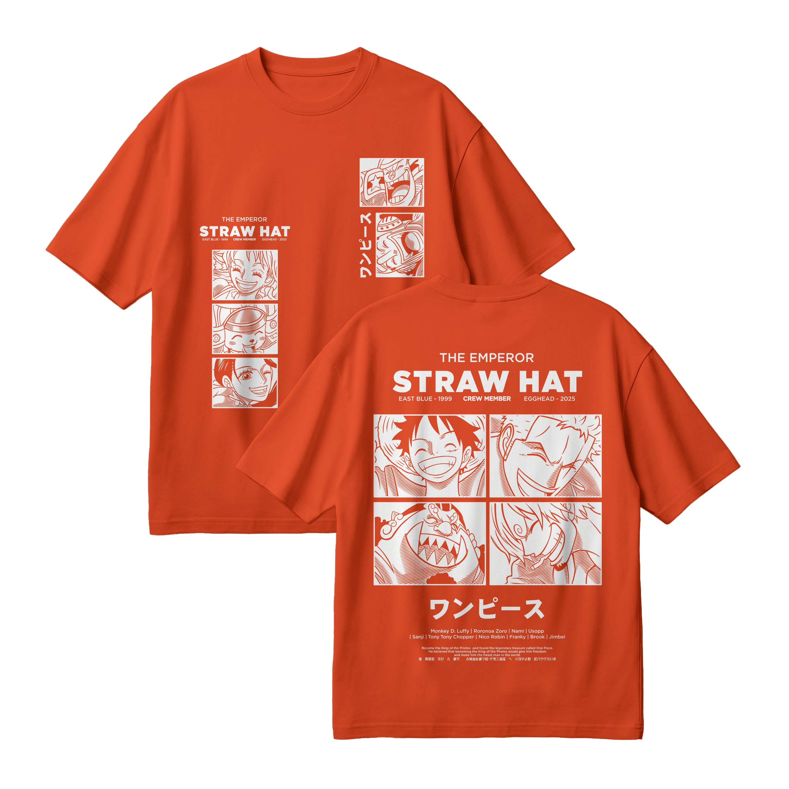 Anime One Piece Emperor Straw Hat Crew Oversized T-Shirt - RZM014