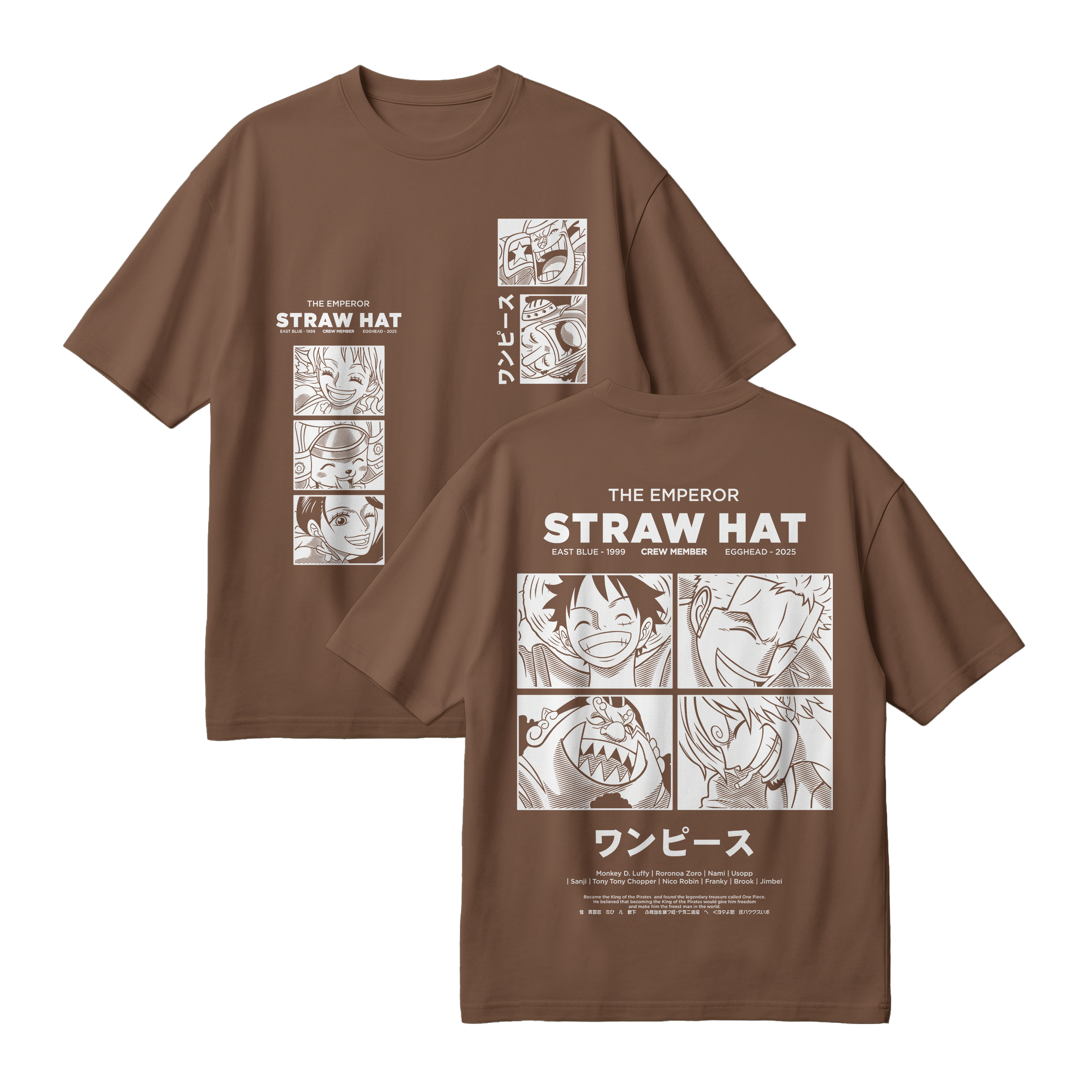 Anime One Piece Emperor Straw Hat Crew Oversized T-Shirt - RZM014