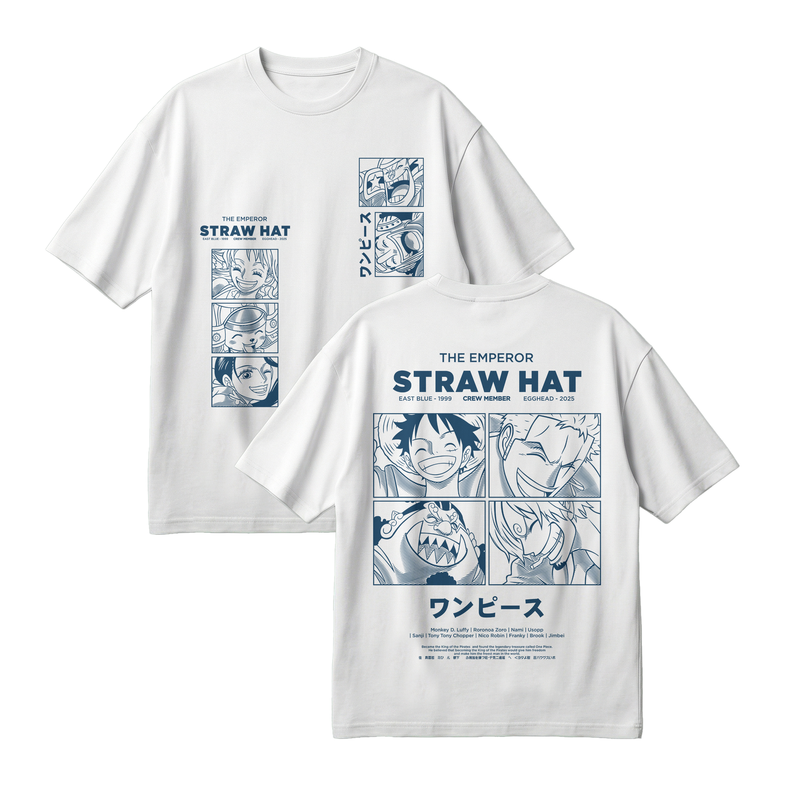 Anime One Piece Emperor Straw Hat Crew Oversized T-Shirt - RZM014