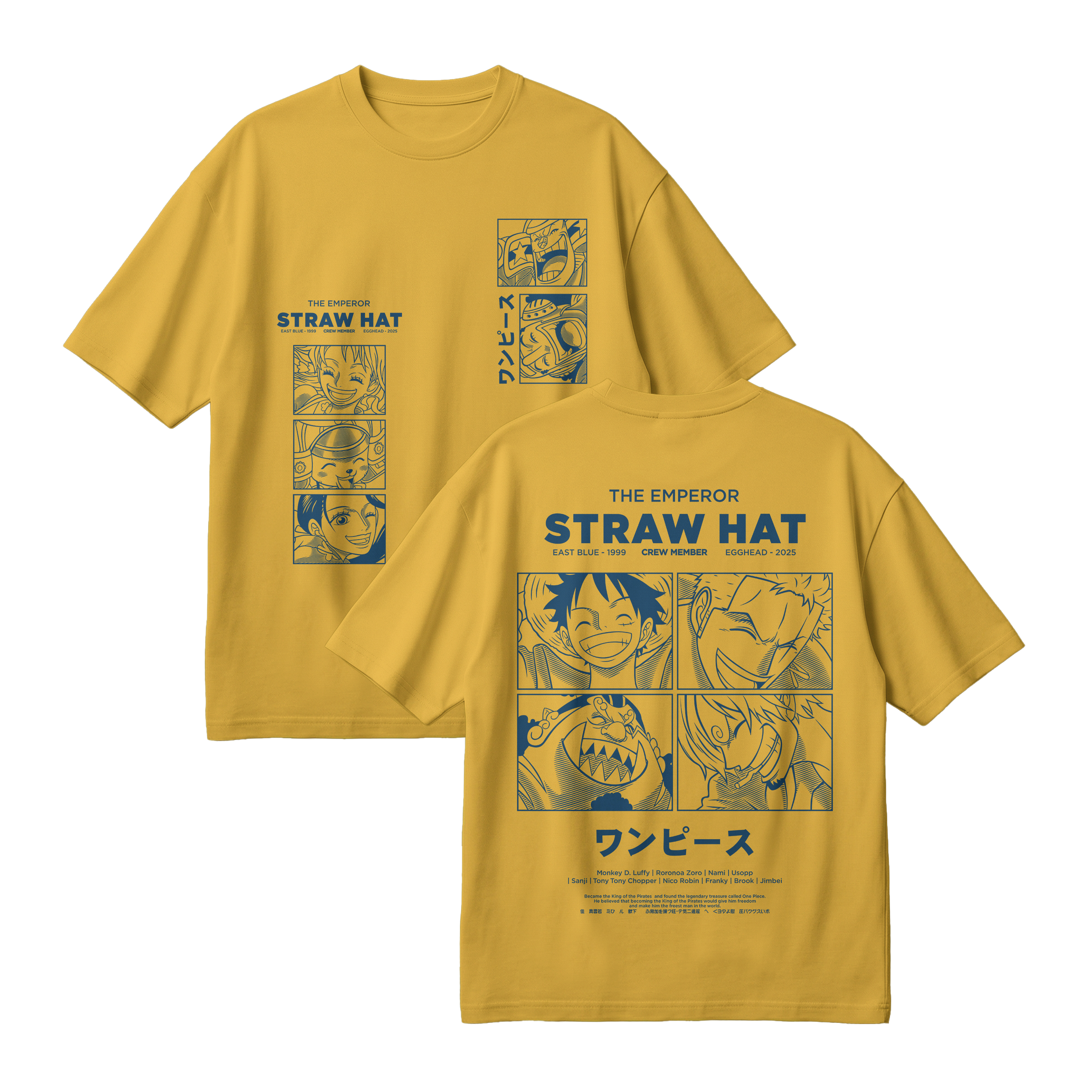 Anime One Piece Emperor Straw Hat Crew Oversized T-Shirt - RZM014