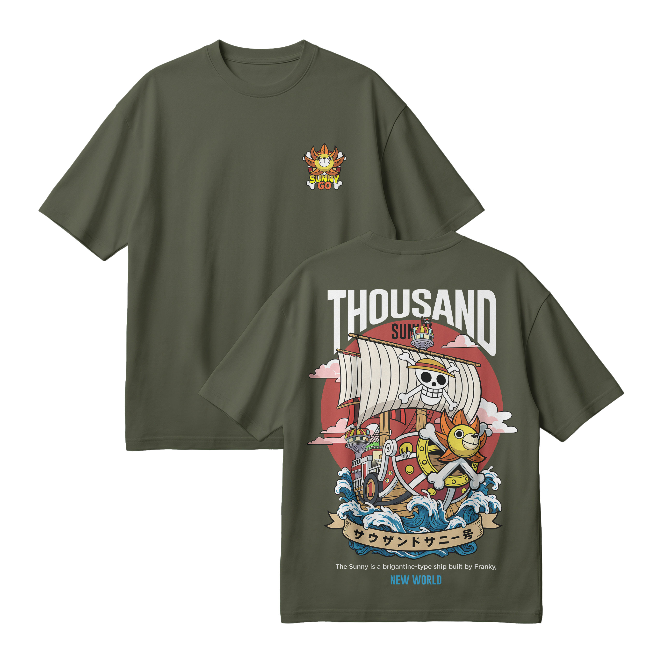 Anime One Piece Thousand Sunny Oversized T-Shirt - RZM016