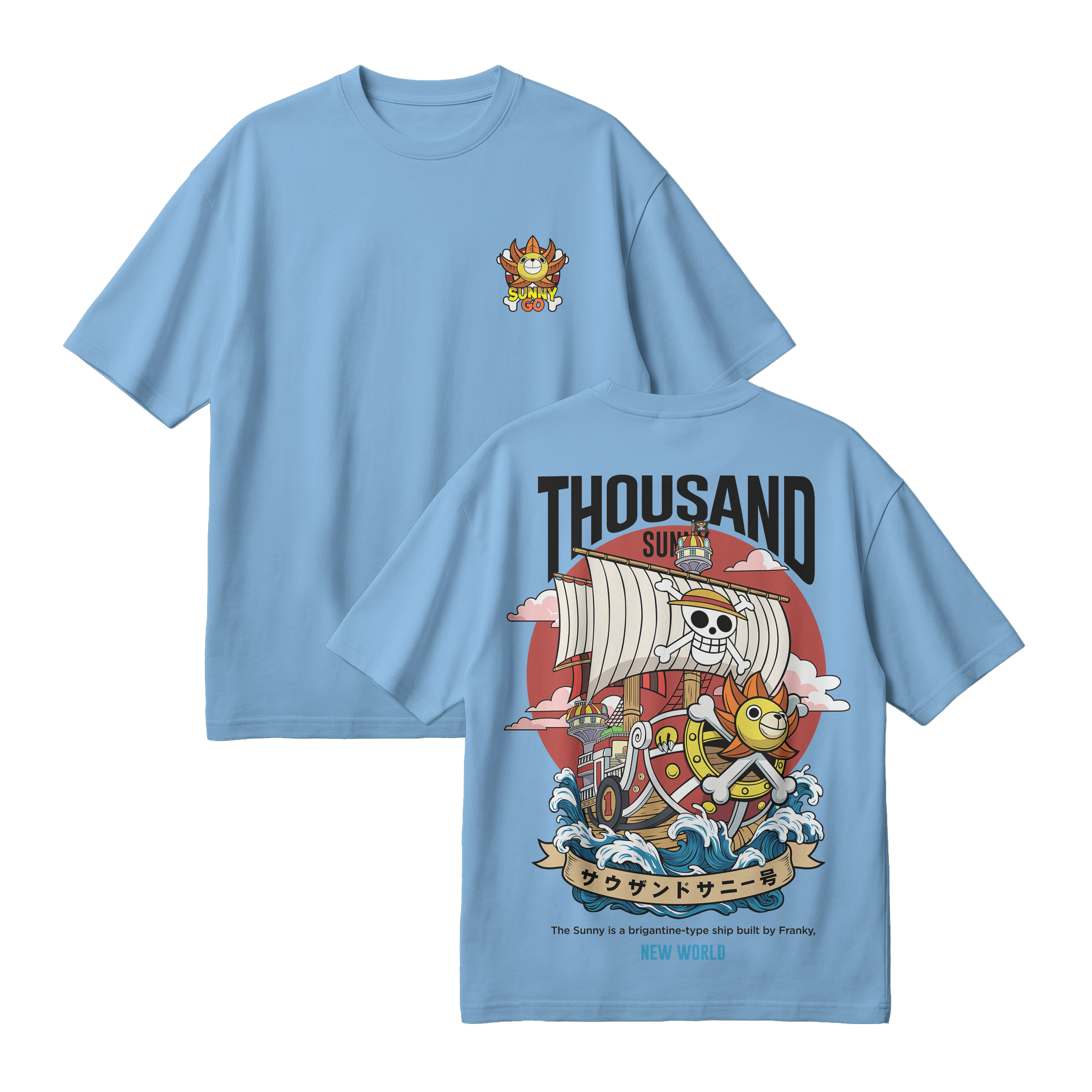 Anime One Piece Thousand Sunny Oversized T-Shirt - RZM016
