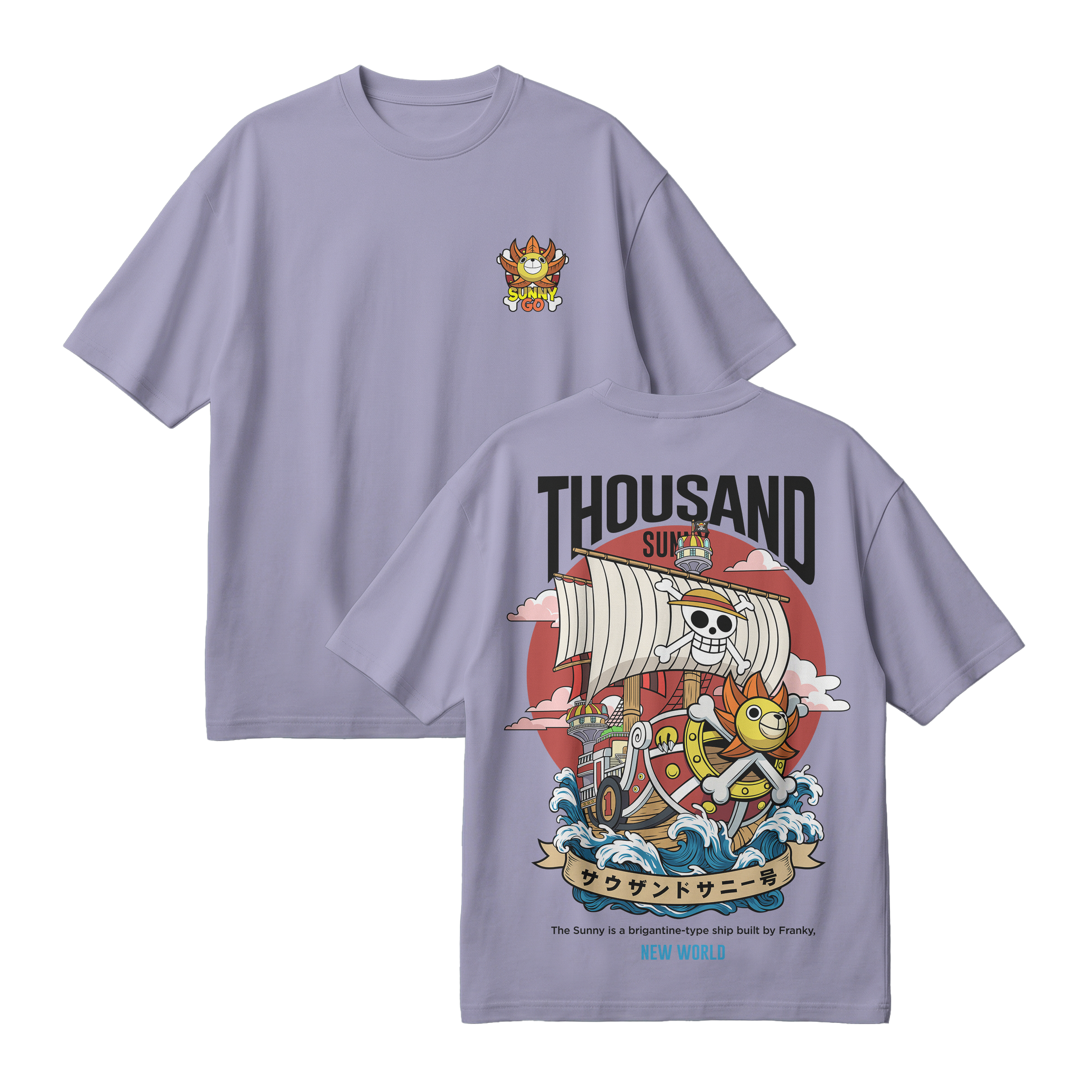 Anime One Piece Thousand Sunny Oversized T-Shirt - RZM016