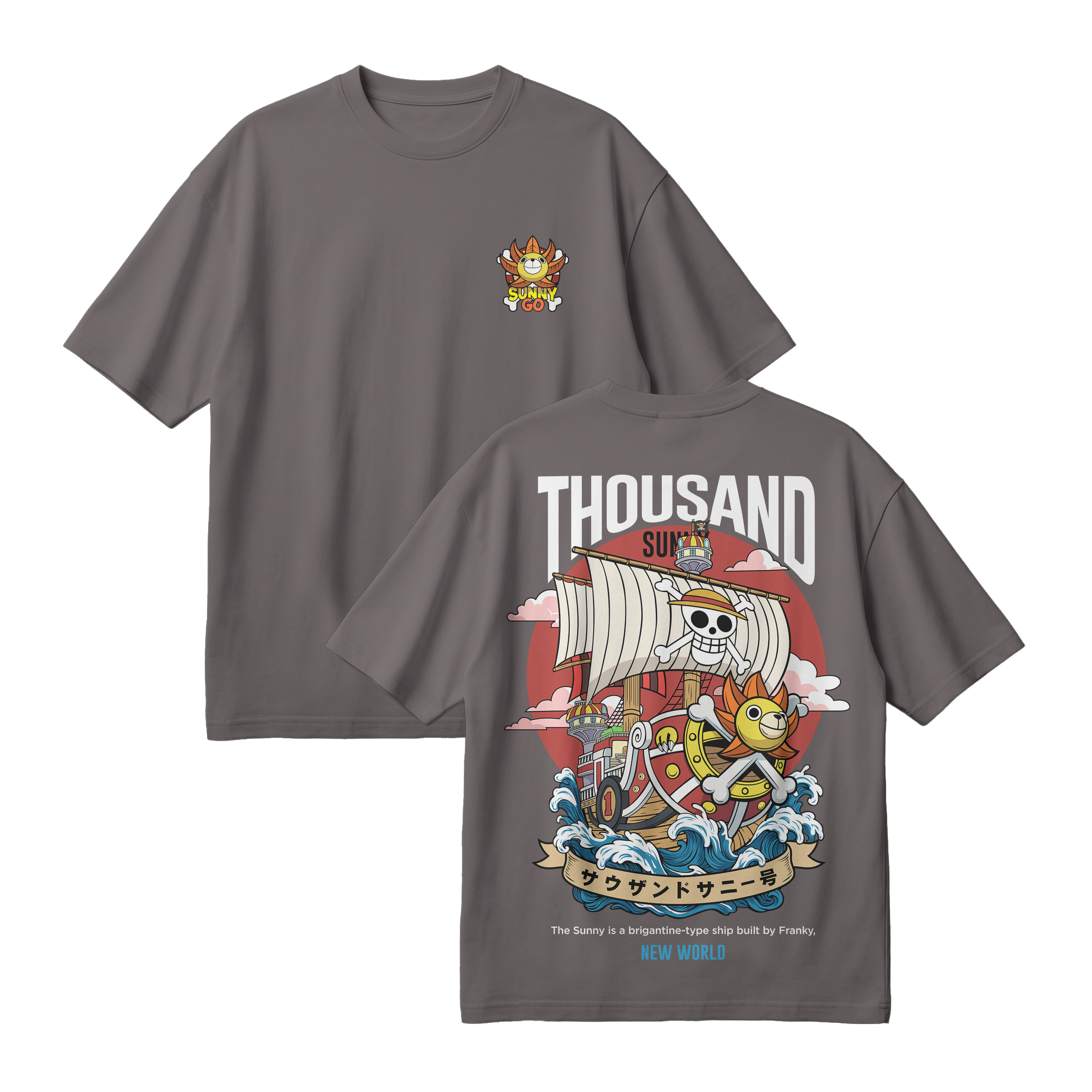 Anime One Piece Thousand Sunny Oversized T-Shirt - RZM016