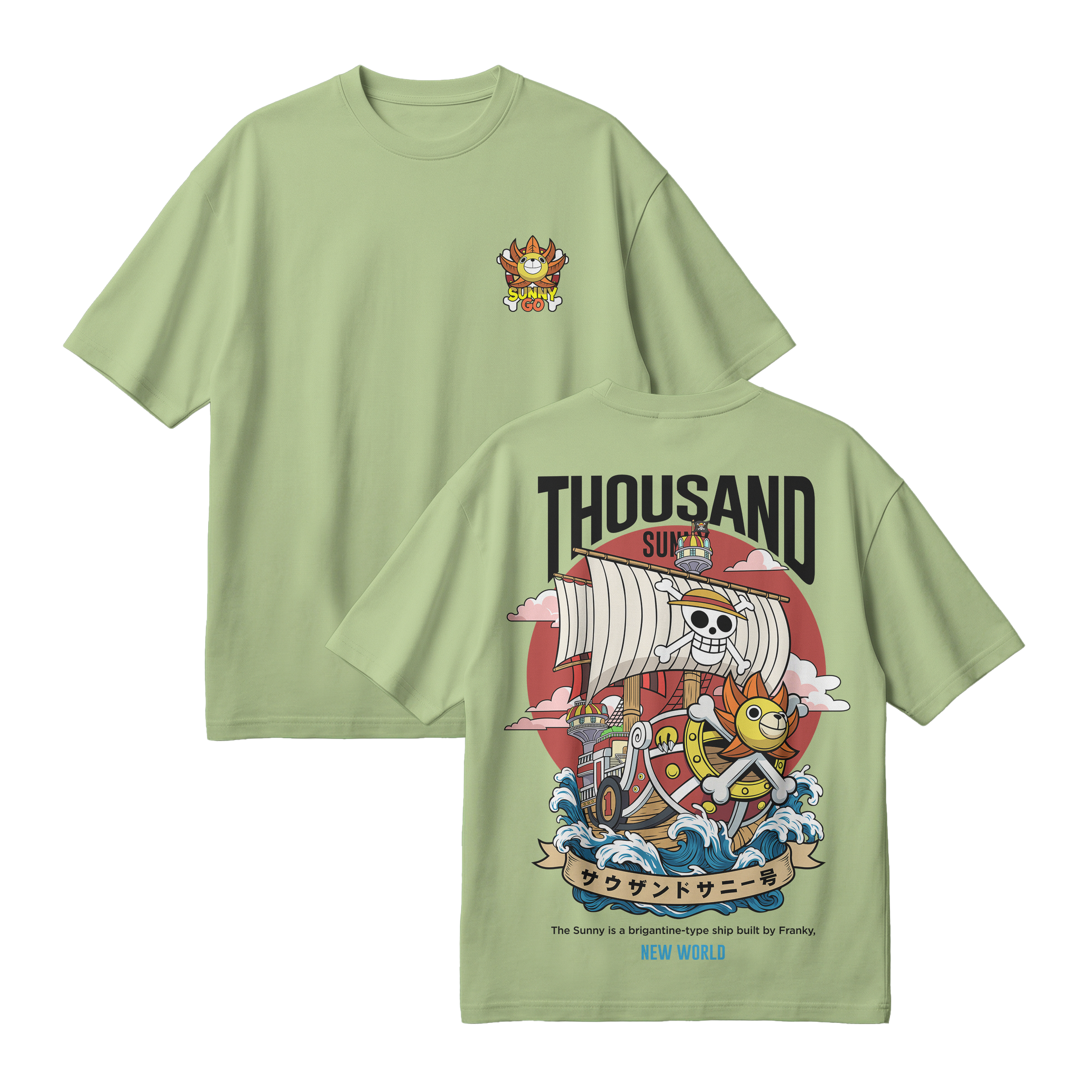 Anime One Piece Thousand Sunny Oversized T-Shirt - RZM016