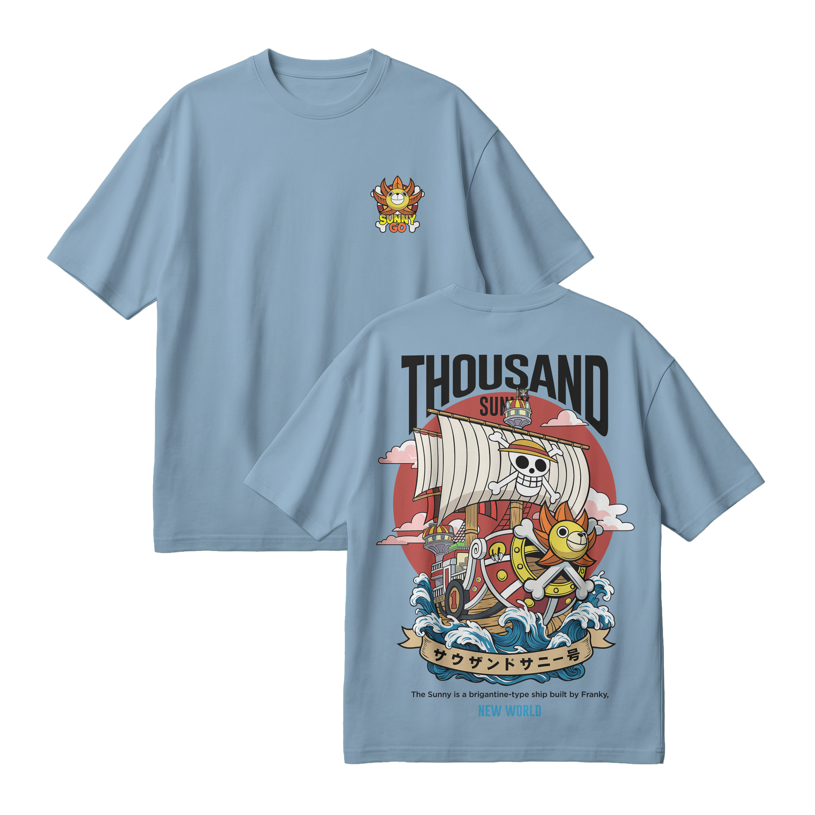 Anime One Piece Thousand Sunny Oversized T-Shirt - RZM016